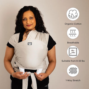 Gaia Stretchy Baby Wrap Carrier - Organic Cotton - Silver Grey-Baby Carriers- | Natural Baby Shower