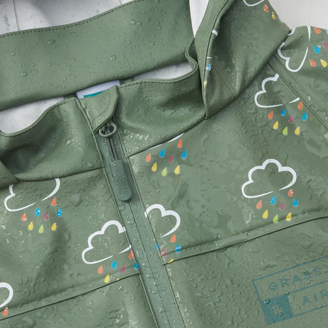 Grass & Air Colour Revealing Rain Jacket - Khaki-Coats-Khaki-12-18m | Natural Baby Shower