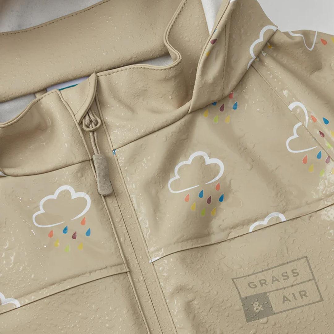 Grass & Air Colour Revealing Rain Jacket - Stone-Coats-Stone-12-18m | Natural Baby Shower