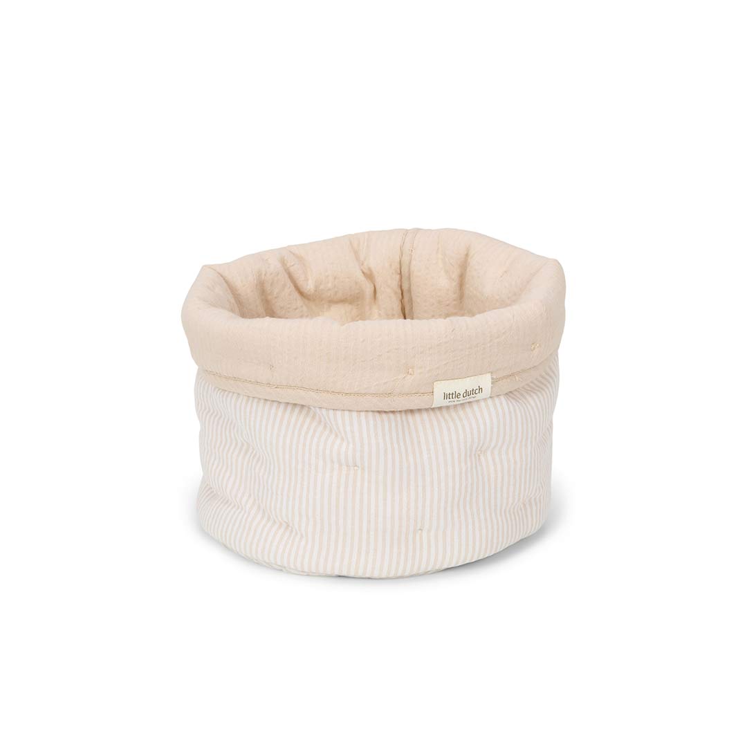 Little Dutch Storage Basket Small - Pure Soft Beige Stripe-Storage Baskets-Pure Soft Beige Stripe-Small | Natural Baby Shower