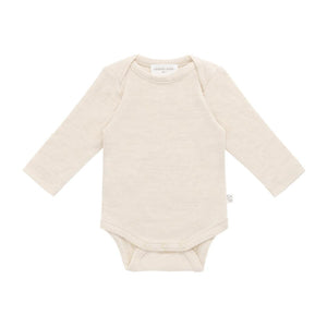 Merino Kids Merino Long Sleeve Envelope Bodysuit - Natural-Bodysuits-Natural-0-3m | Natural Baby Shower