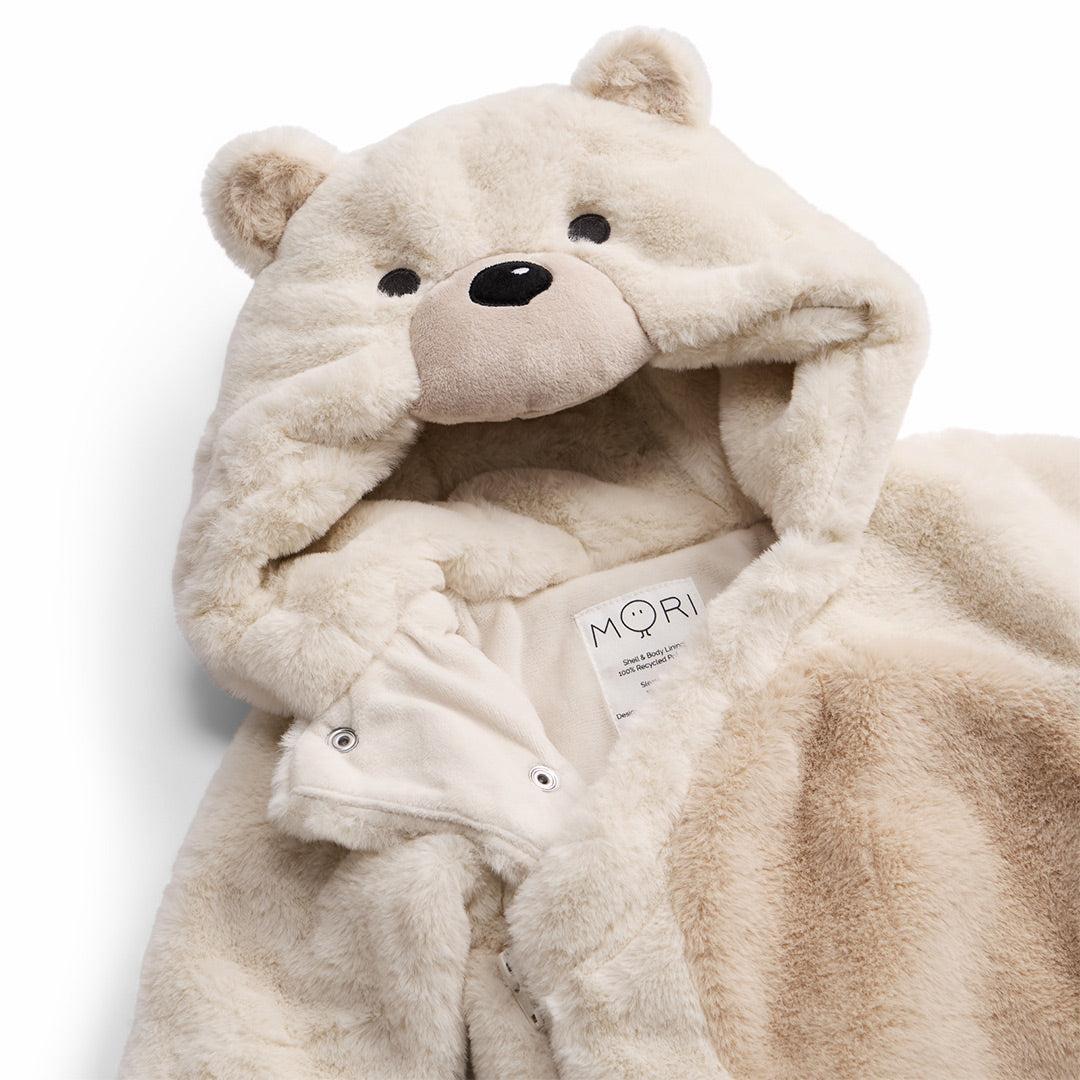 MORI Faux Fur Polar Bear Pramsuit - Ecru-Pramsuits-Ecru-0-3m | Natural Baby Shower
