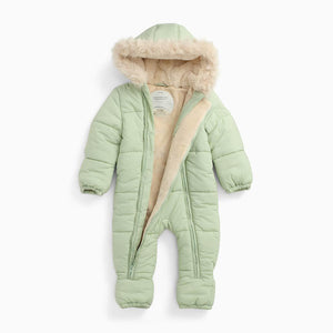 MORI Recycled Faux Fur Lined Snowsuit - Sage-Snowsuits-Sage-0-3m | Natural Baby Shower