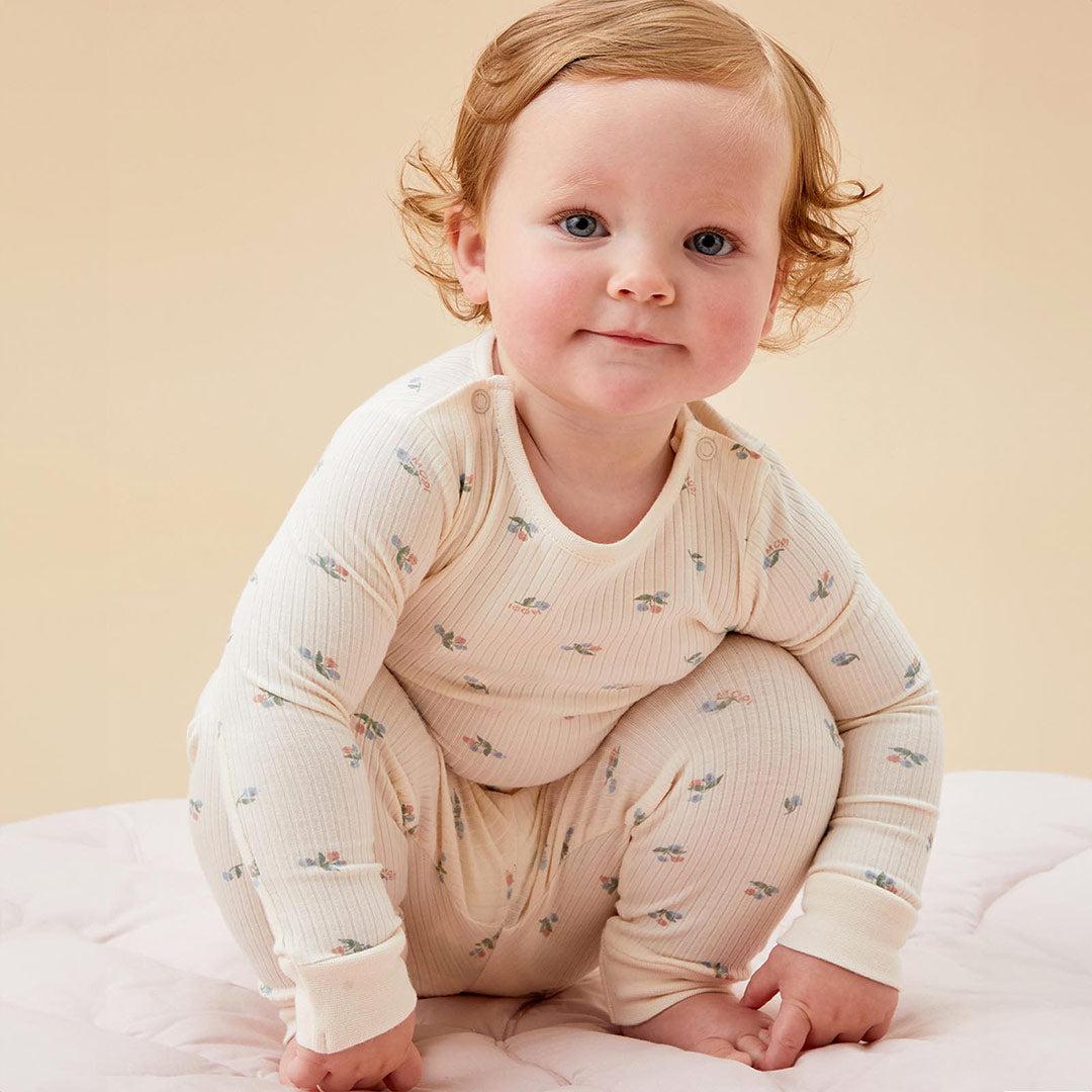 MORI Ribbed Floral Print Pyjamas - Floral Print-Pyjamas- | Natural Baby Shower