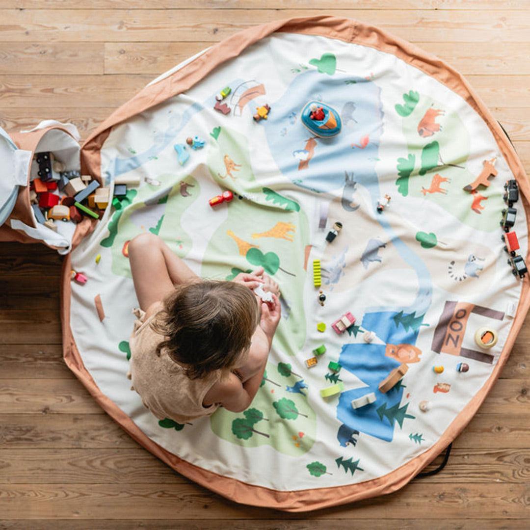 Play & Go Convertible Toy Storage Bag & Mat - Zoo-Play Mats-Zoo- | Natural Baby Shower