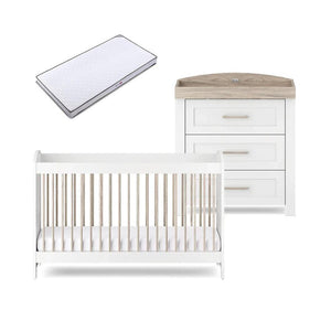 Silver Cross Valencia 2 Piece Nursery Set (Cot Bed & Dresser) - Ash White-Nursery Sets-Ash White-Classic Mattress | Natural Baby Shower