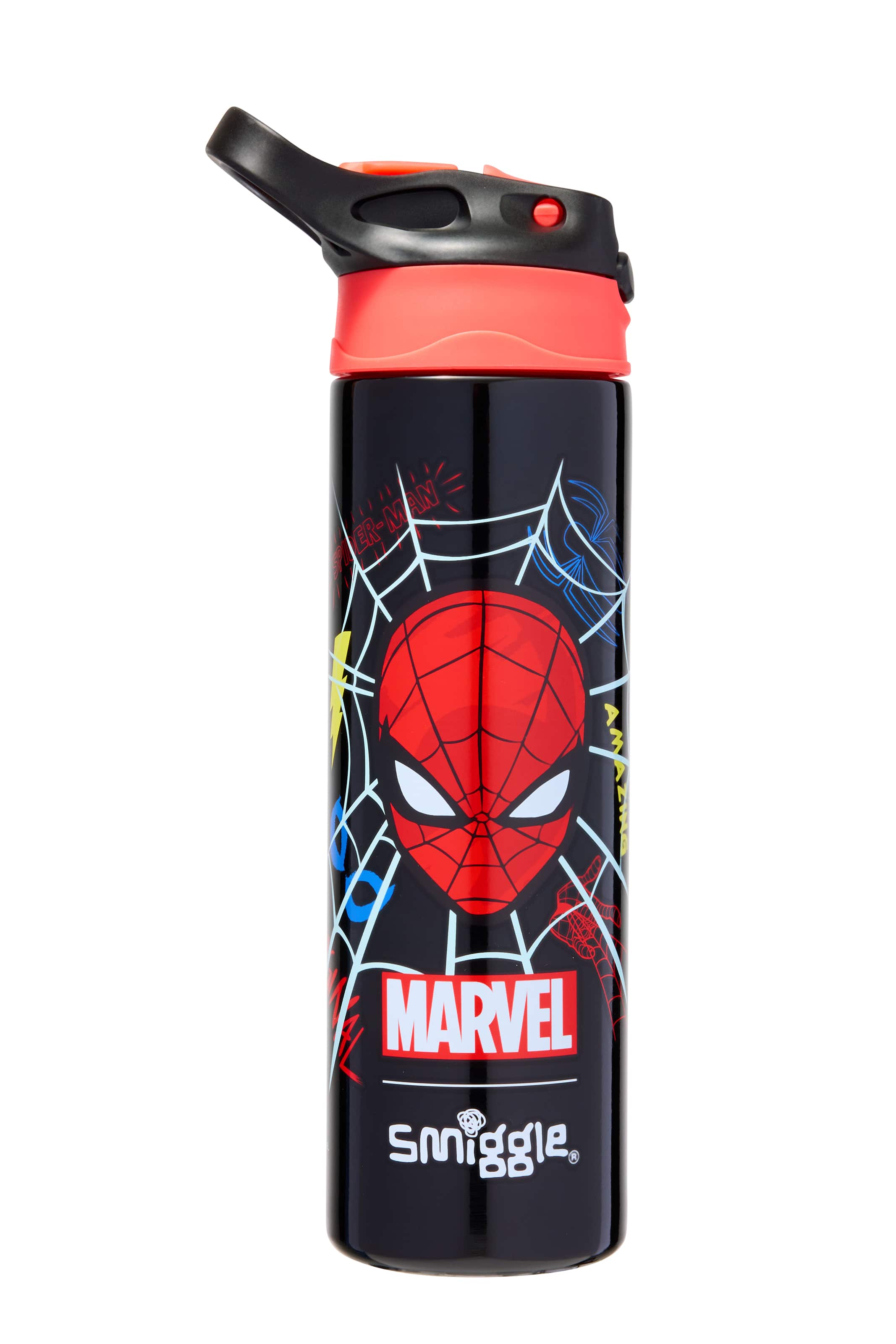 Smiggle - Marvel Spiderman Бутылка для воды 650ML с автоматической трубочкой без BPA