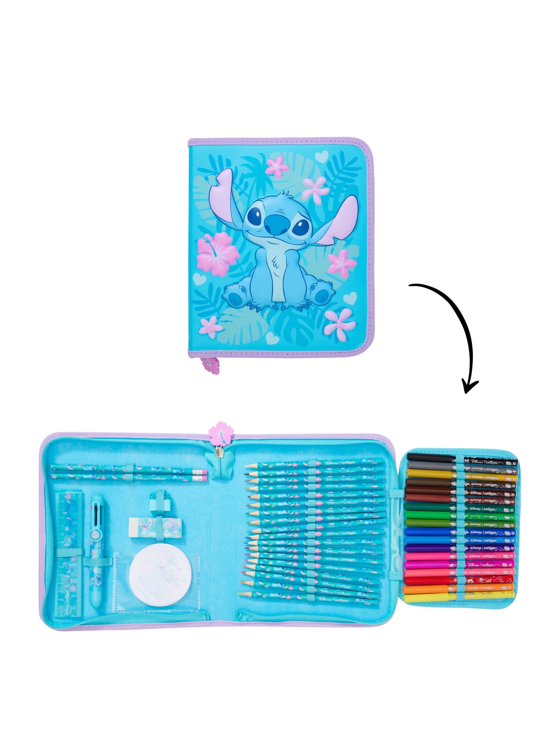 Smiggle - Набор канцелярских принадлежностей Stitch и пенал