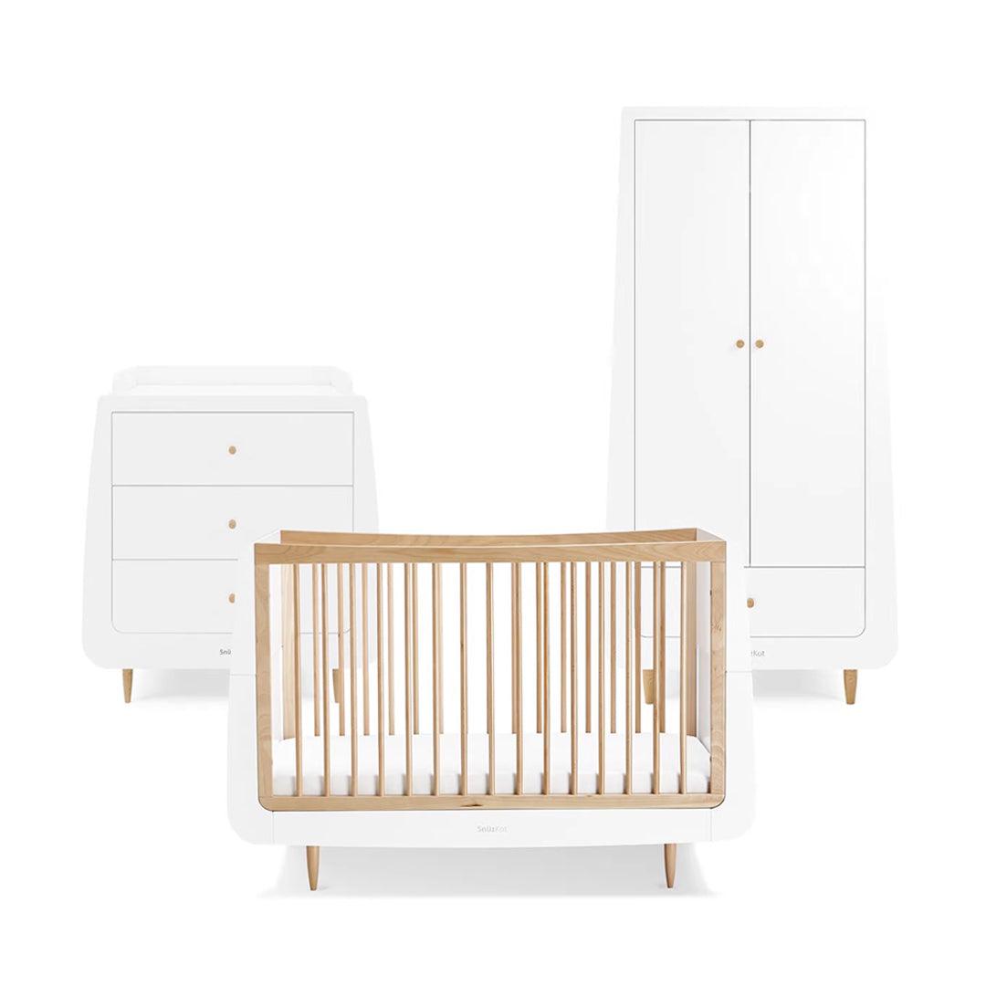 SnuzKot Skandi 3 Piece Nursery Furniture Set - Natural-Nursery Sets-Natural-No Mattress | Natural Baby Shower