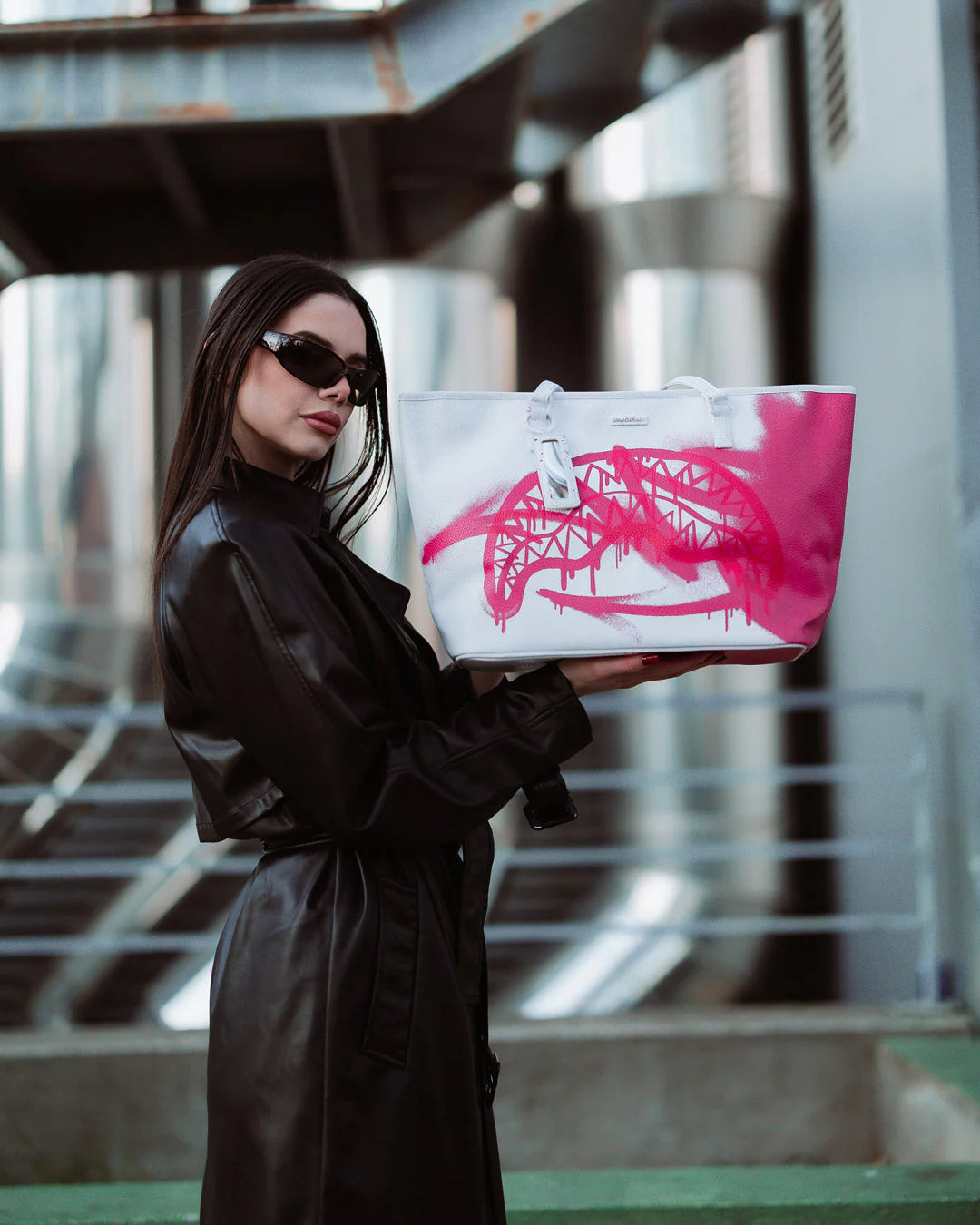 Sprayground - Розово-белая сумка-тоут на плечо Storm