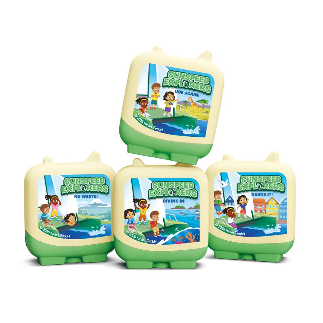 Tonies Sunspeed Explorers Clever Tonie 4pk-Audio Player Cards + Characters- | Natural Baby Shower