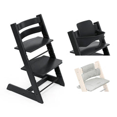 Stokke Tripp Trapp Highchair Bundle + Cushion - Black-Highchairs-Black- | Natural Baby Shower