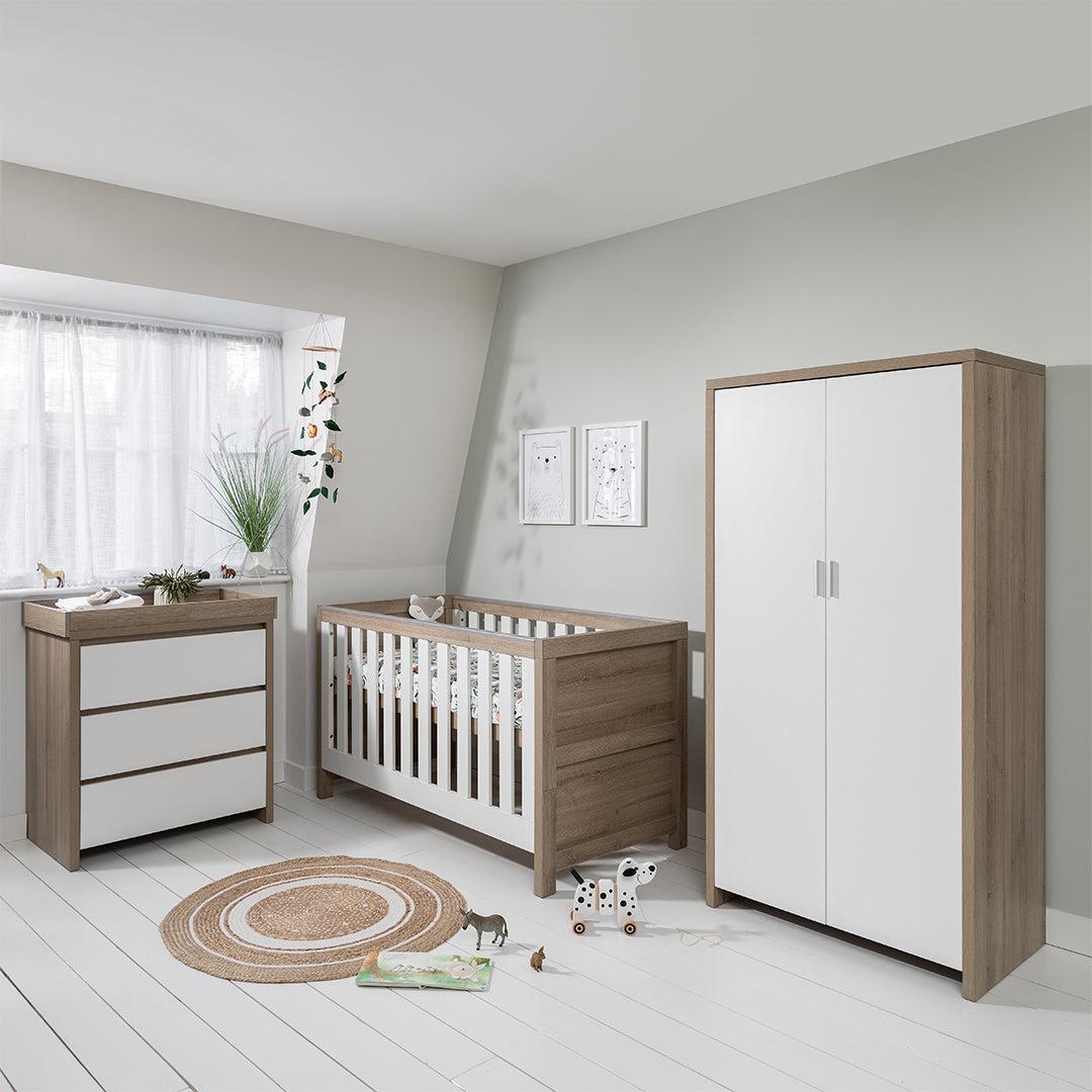 Tutti Bambini Modena 3 Piece Room Set - White/Oak-Nursery Sets-White/Oak-Without Mattress | Natural Baby Shower