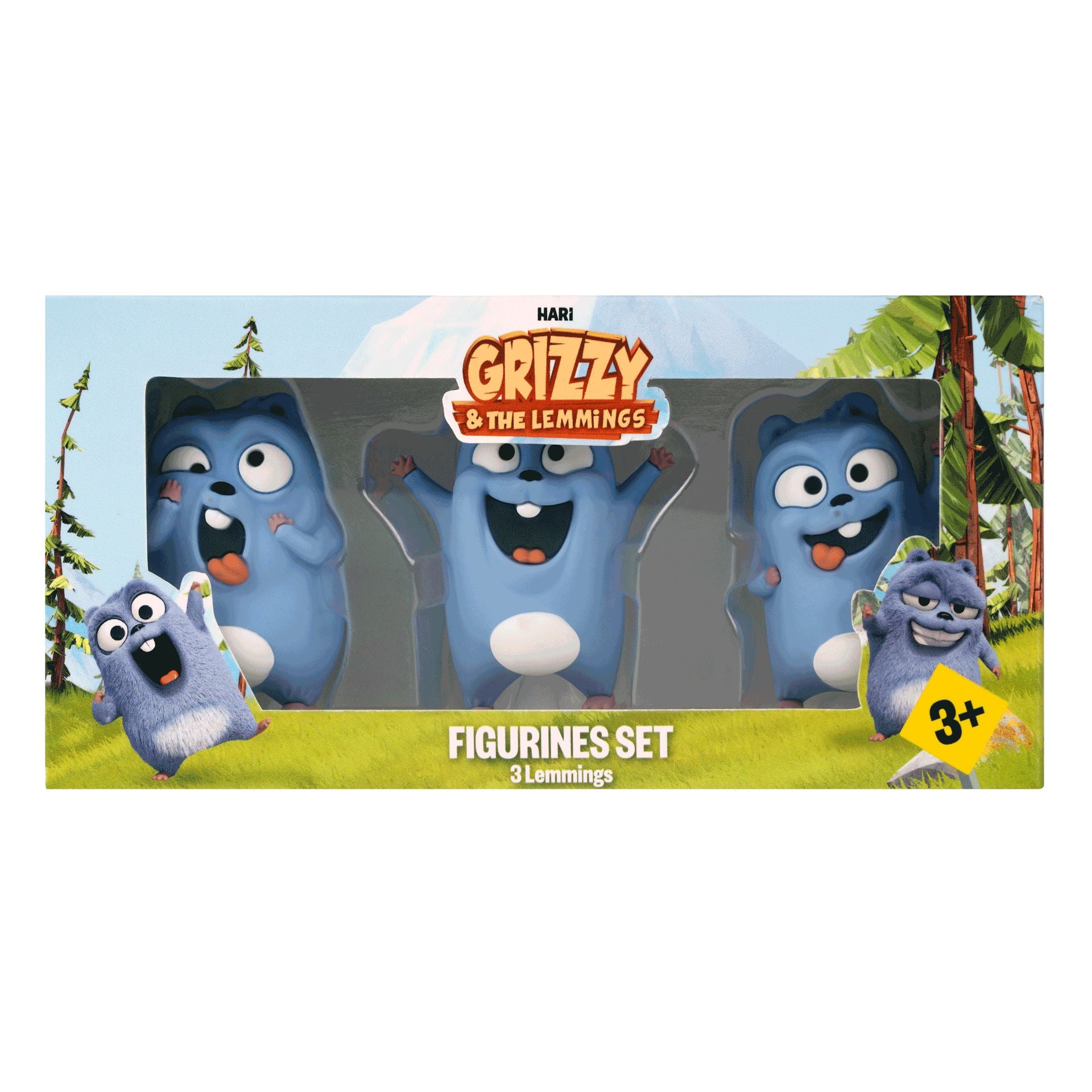 Grizzy ve Lemmingler - 3lü Leming Figür Oyuncağı-Dinossi