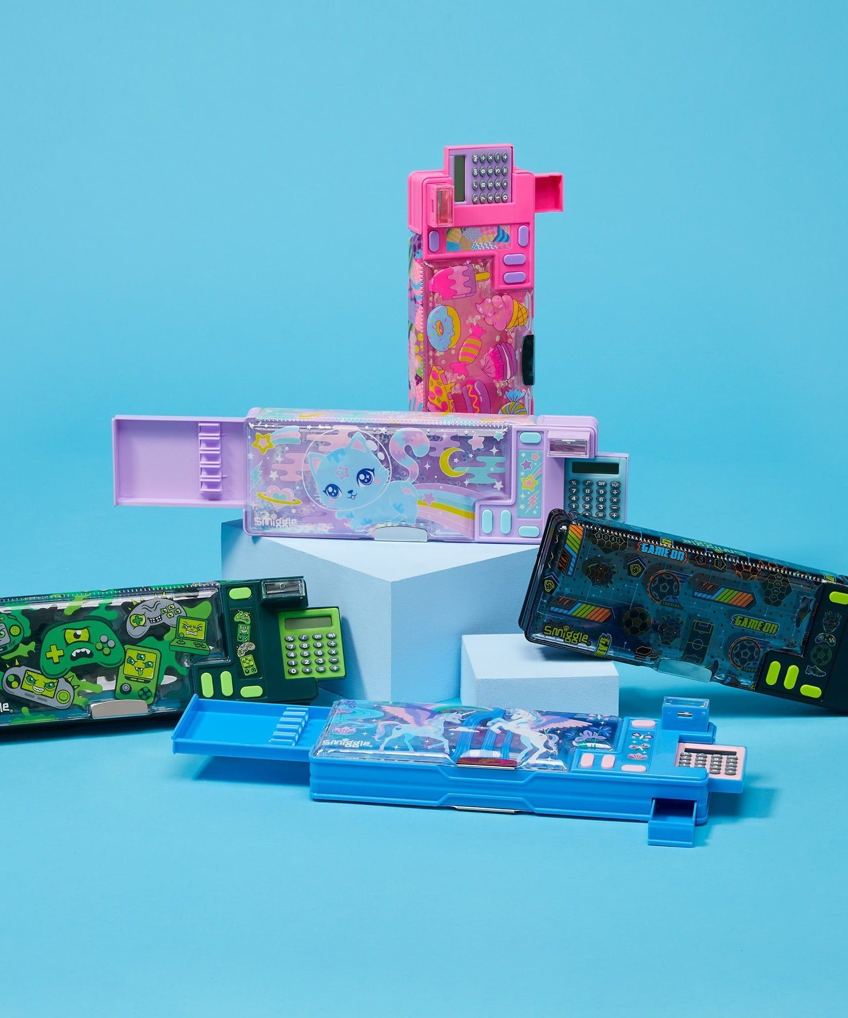 Smiggle - Tatlı Yiyecekler Hesap Makineli Pop Out Otomatik Kalem Kutusu-Dinossi