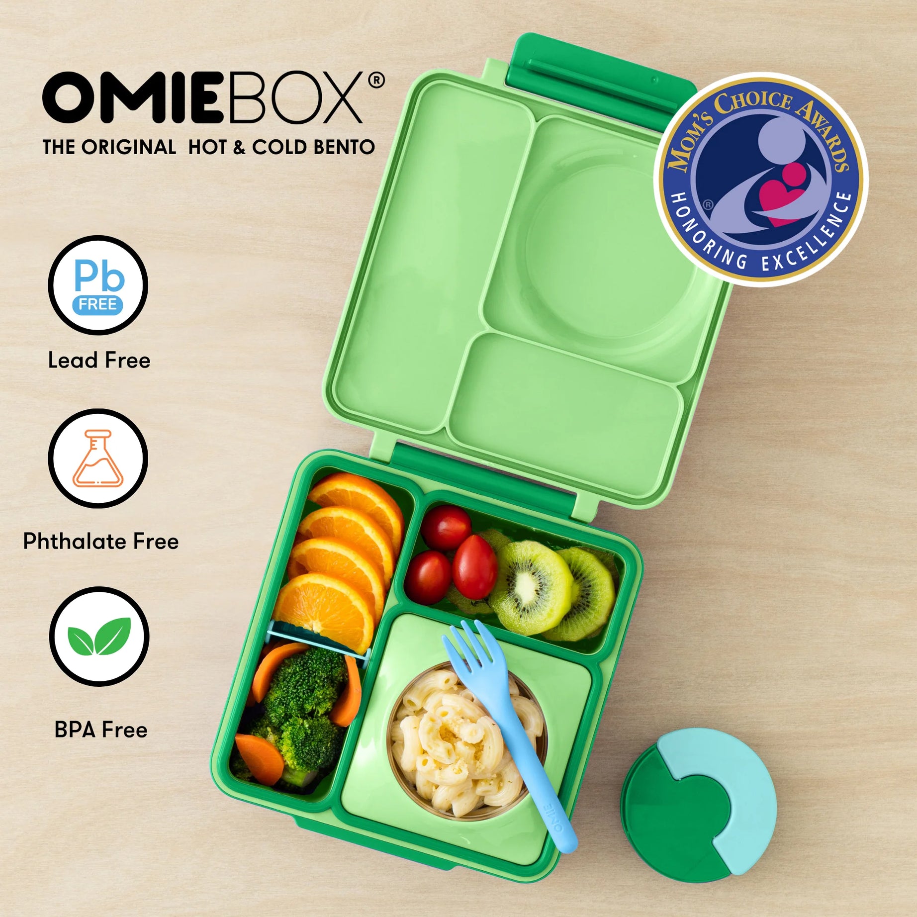 Omiebox - Теплоизолированный ланчбокс цвета яблочно-зеленый Bento