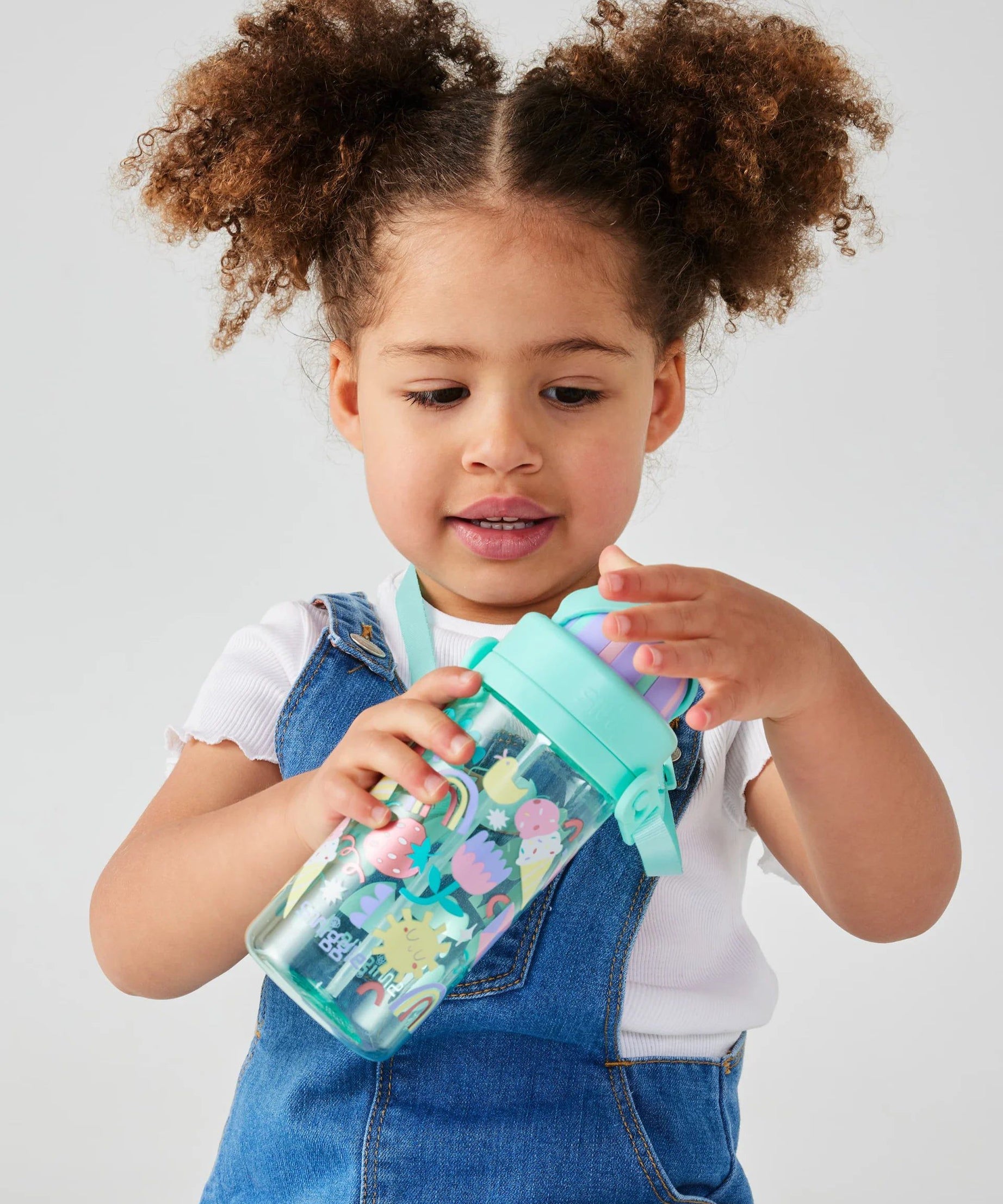 Smiggle - Glide Teeny Tiny Pipetli 440ML BPA İçermeyen Askılı Suluk-Dinossi