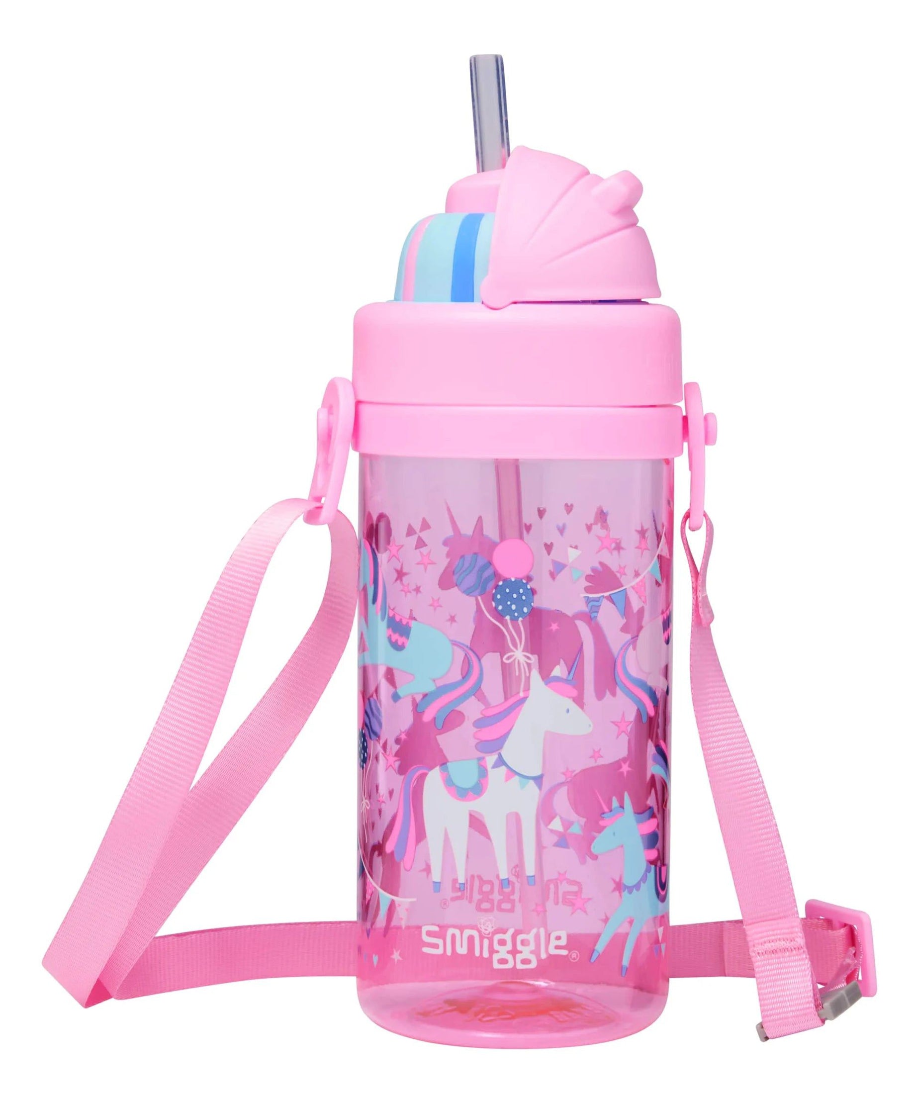Smiggle - Glide Teeny Tiny Pipetli 440ML BPA İçermeyen Askılı Suluk-Dinossi