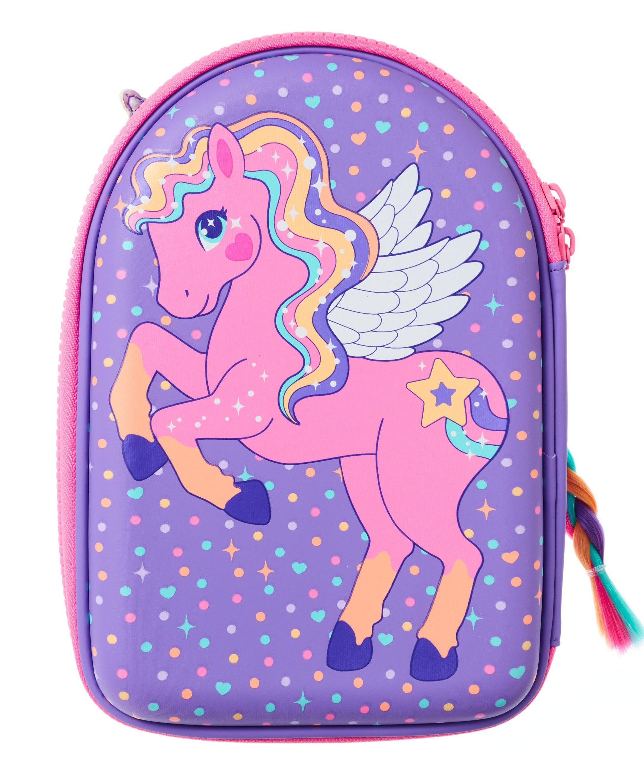 Smiggle - Örgü Saçlı Eğlenceli Unicorn Hardtop Kalem Kutusu-Dinossi