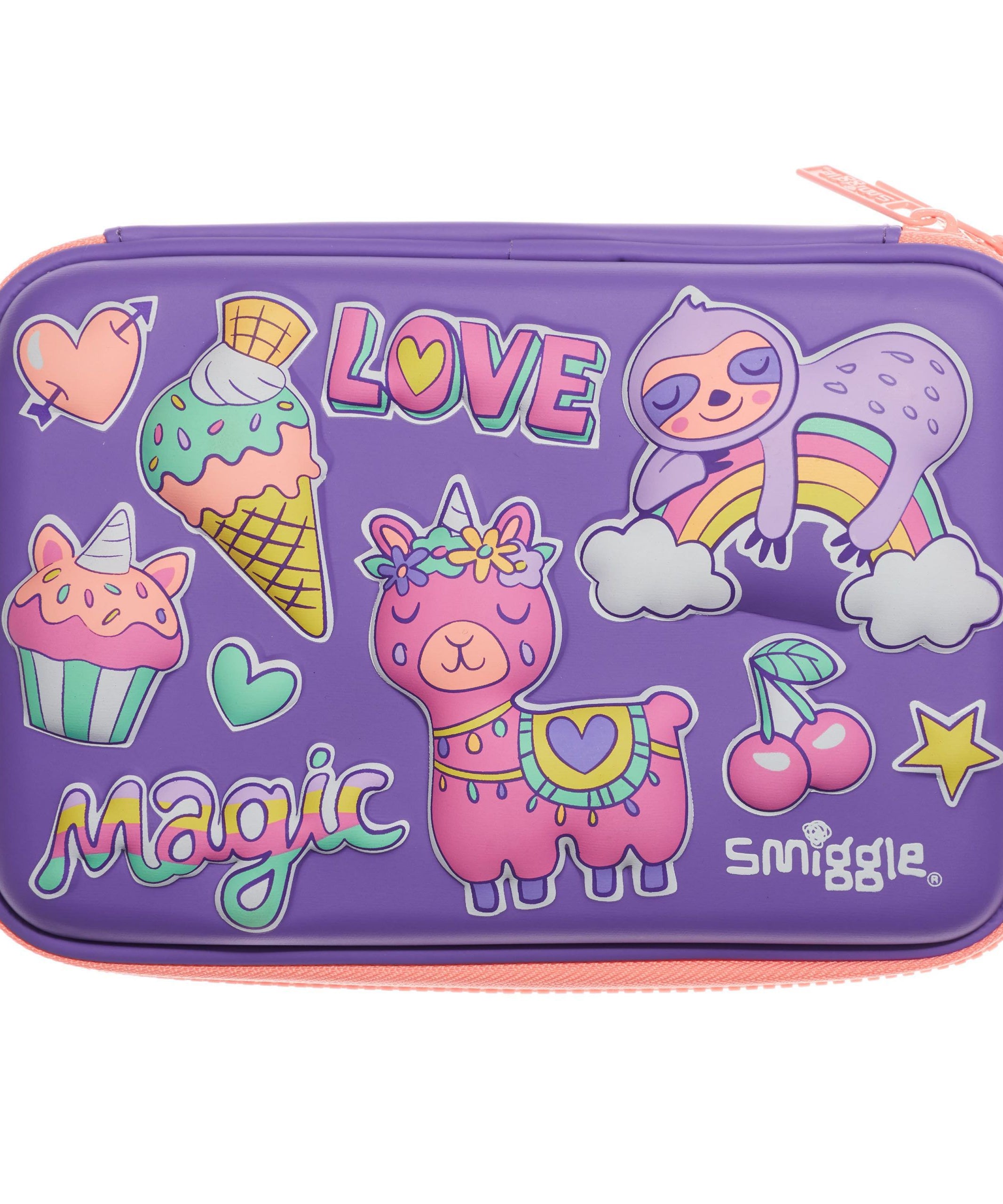 Smiggle - 3D Kabartmalı Hardtop Büyülü Hayvanlar Kalem Kutusu-Dinossi