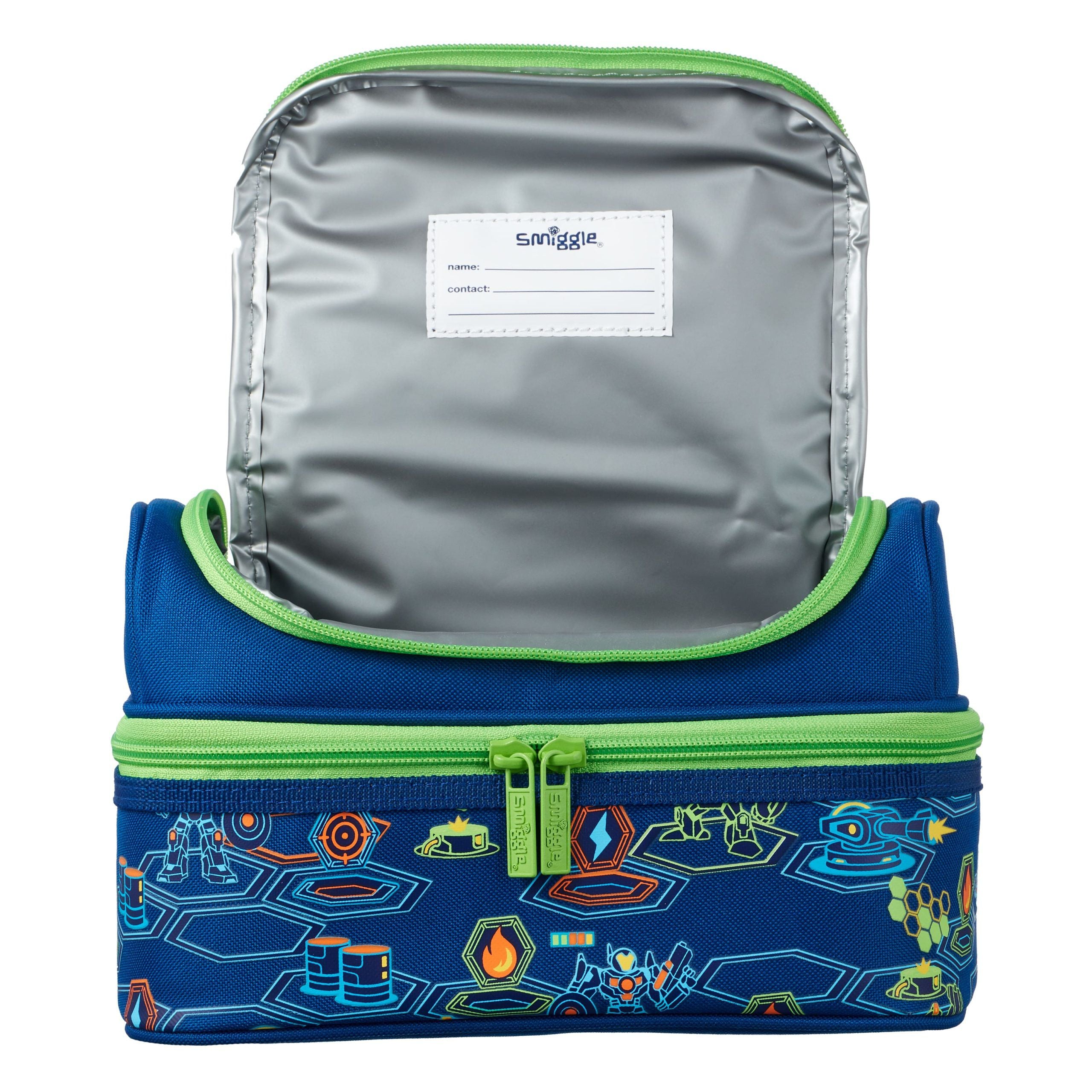 Smiggle - Neat Çift Katlı Rpbptlar Savaşıyor Beslenme Çantası-Dinossi