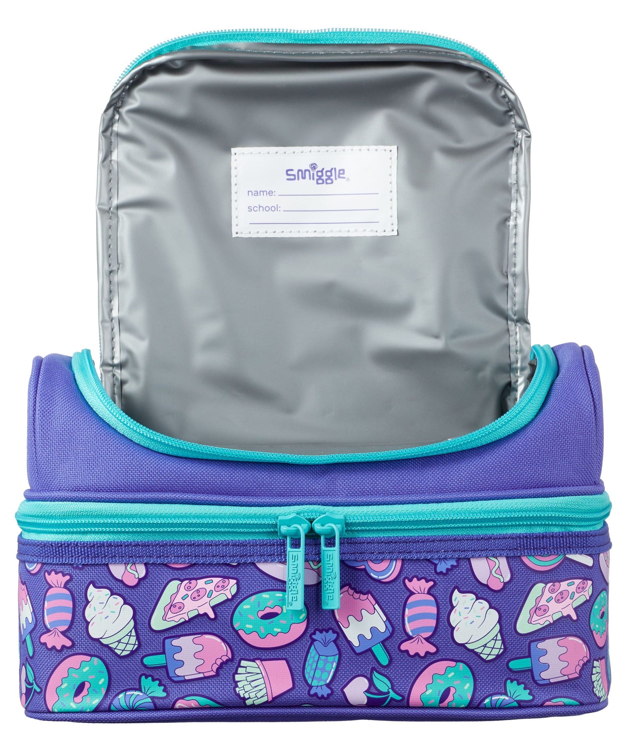 Smiggle - Neat Çift Katlı Tatlı Yemekler Beslenme Çantası-Dinossi