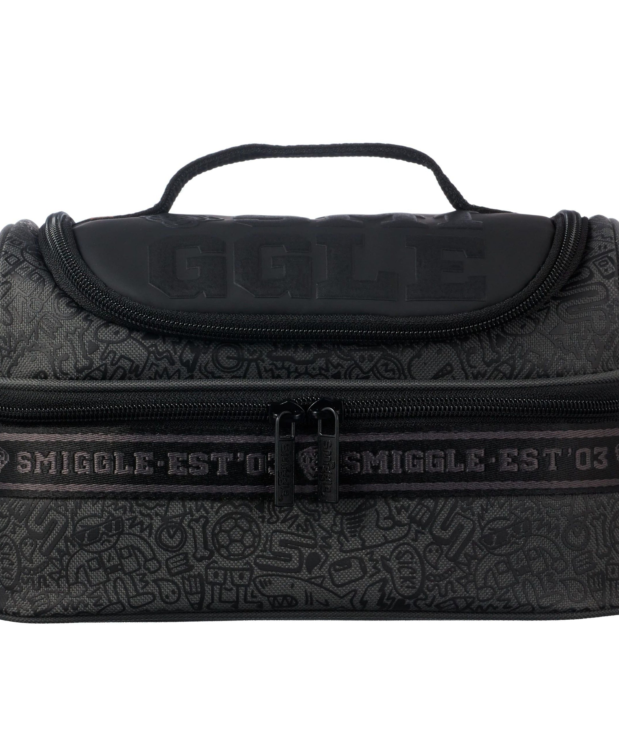 Smiggle - Smiggler Çift Katlı Siyah Beslenme Çantası-Dinossi