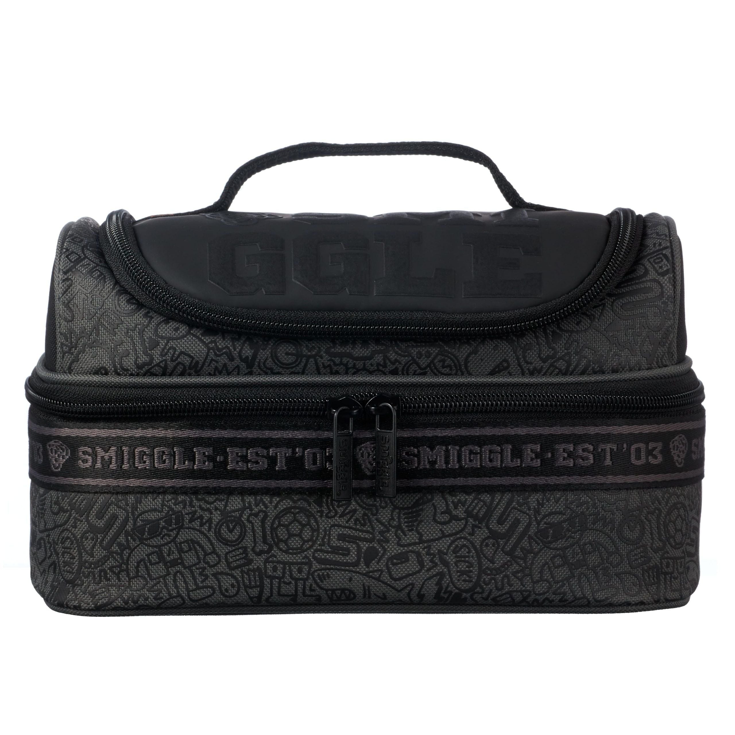 Smiggle - Smiggler Çift Katlı Siyah Beslenme Çantası-Dinossi