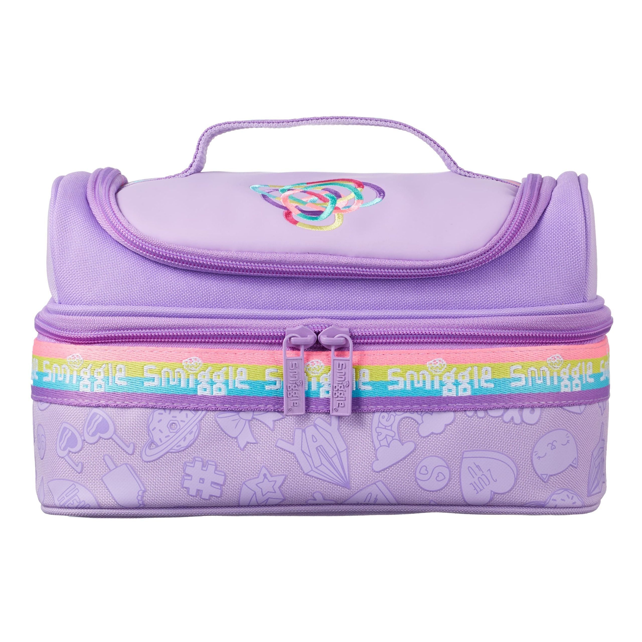 Smiggle - Smiggler Çift Katlı Mor Beslenme Çantası-Dinossi