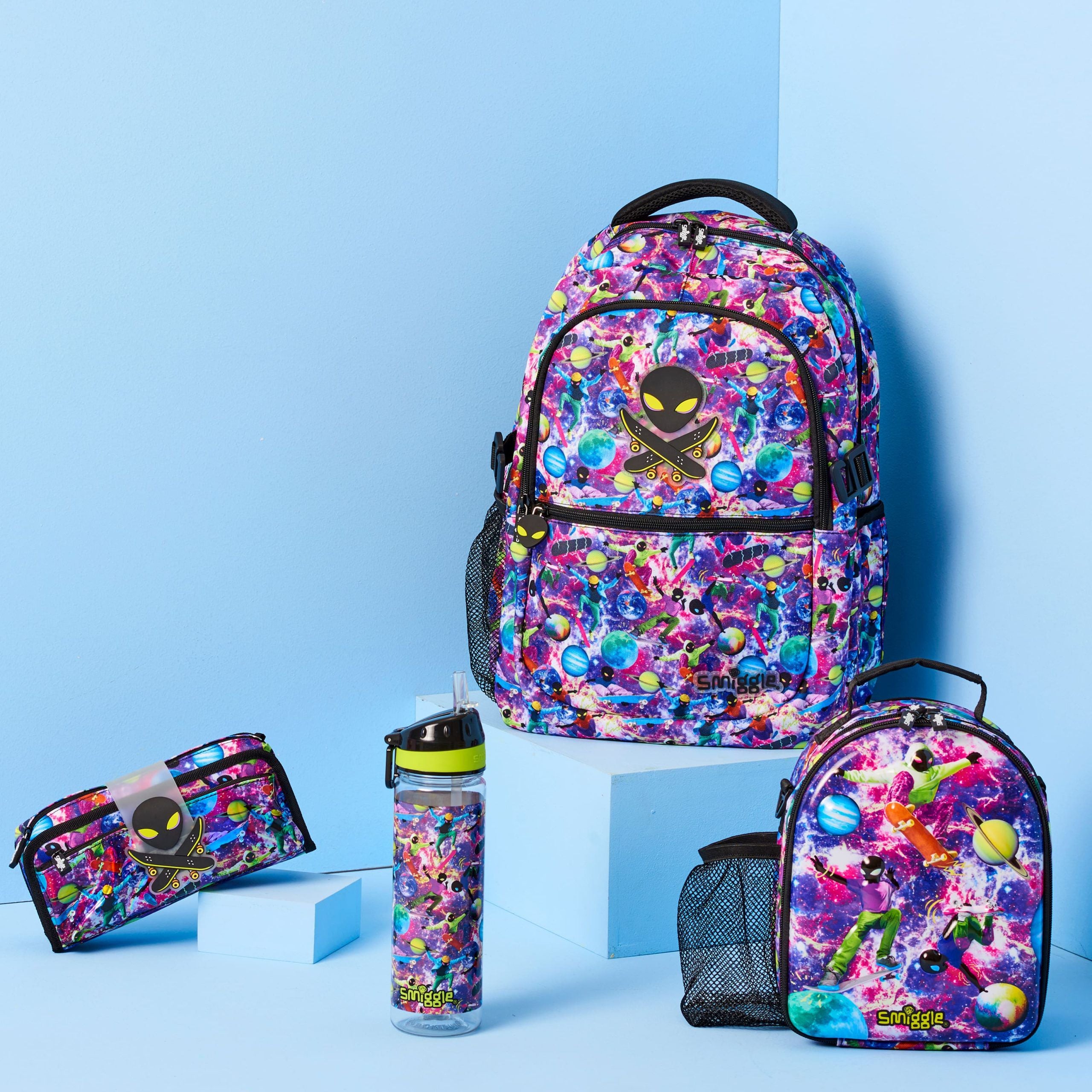 Smiggle - Galaxy İki Gözlü Özel Seri Kalem Kutusu-Dinossi