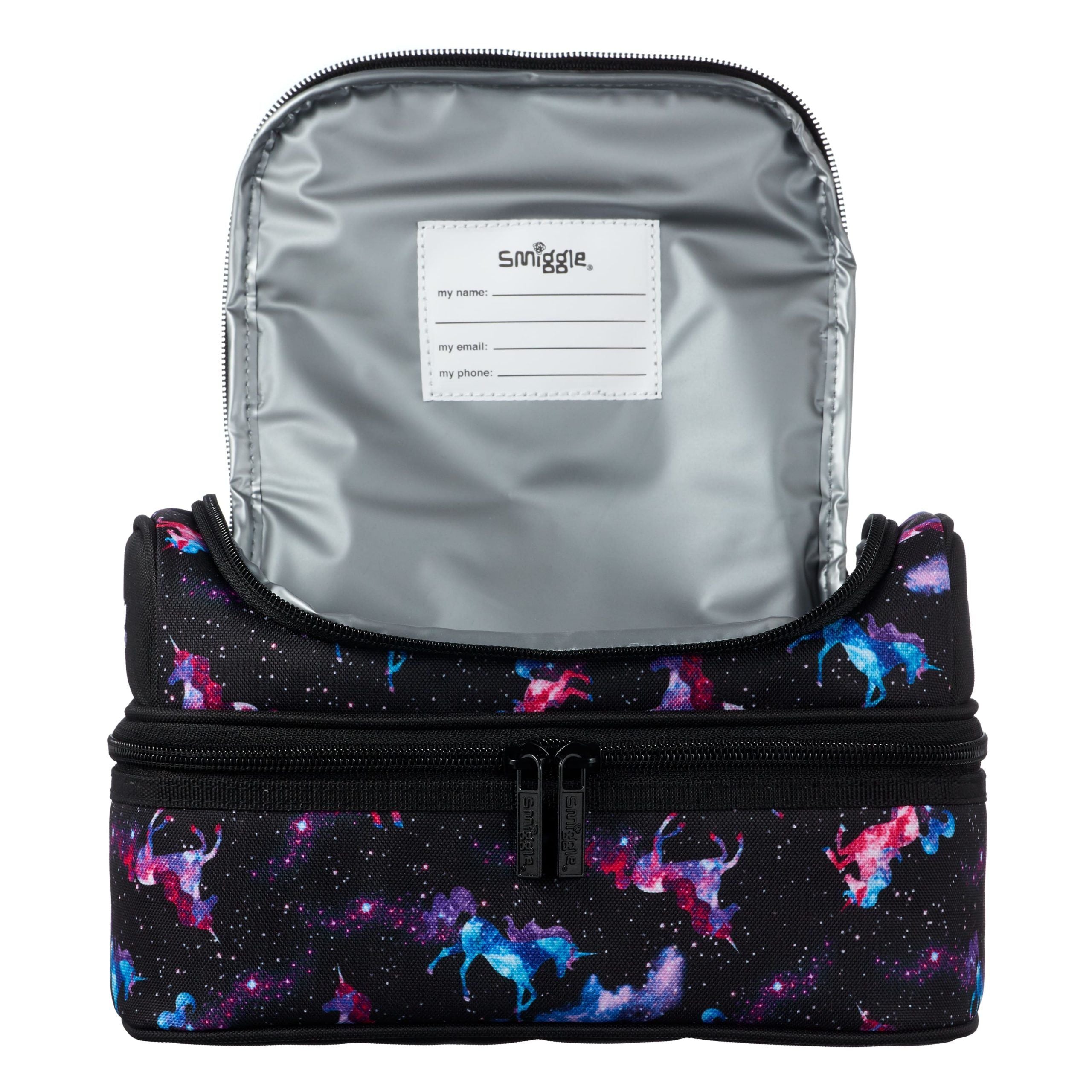 Smiggle - Galaxy Çift Katlı Unicornlar Uzayda Beslenme Çantası-Dinossi