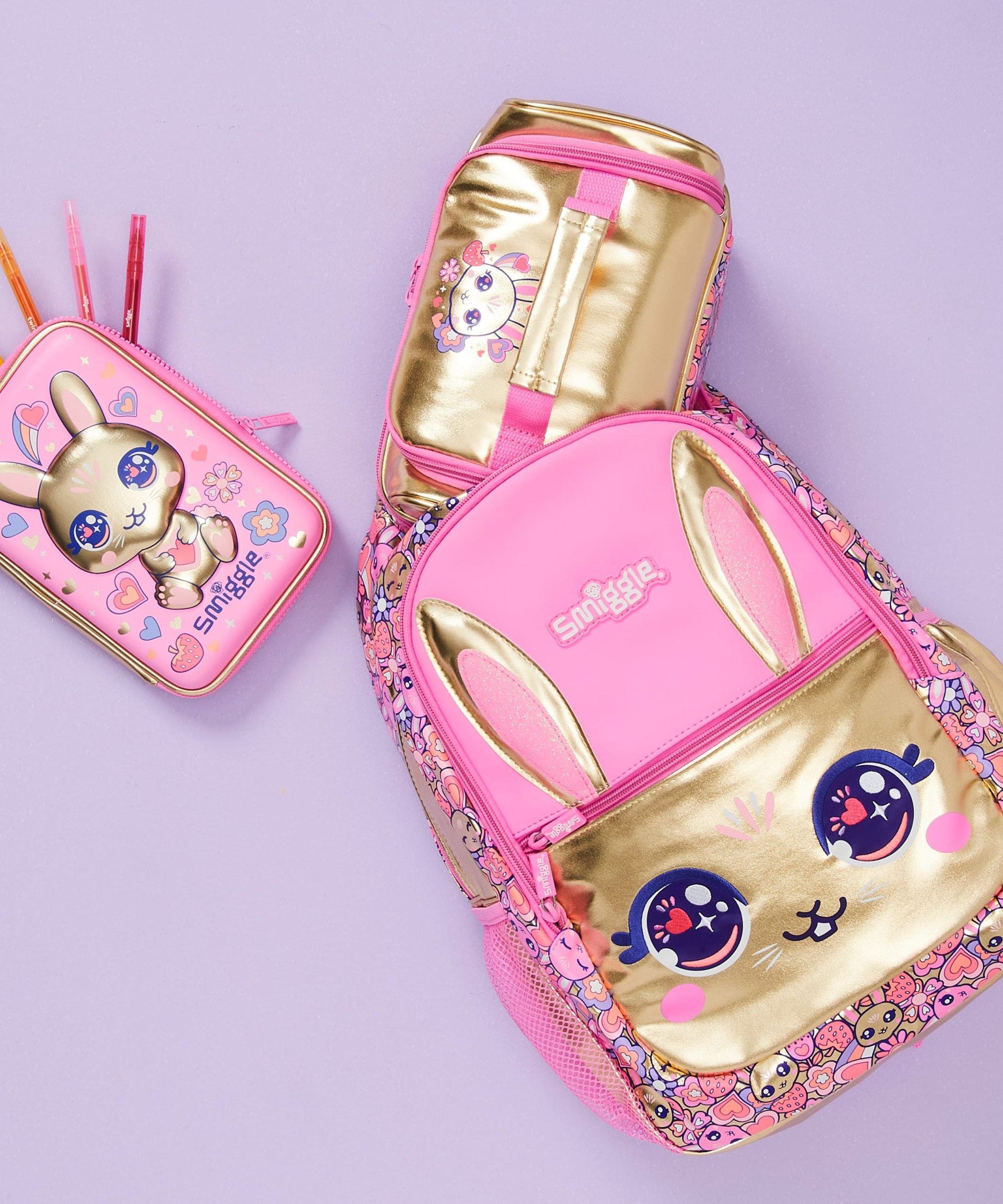 Smiggle - 3D Kabartmalı Altın Budz Karakterli Kalem Kutusu-Dinossi