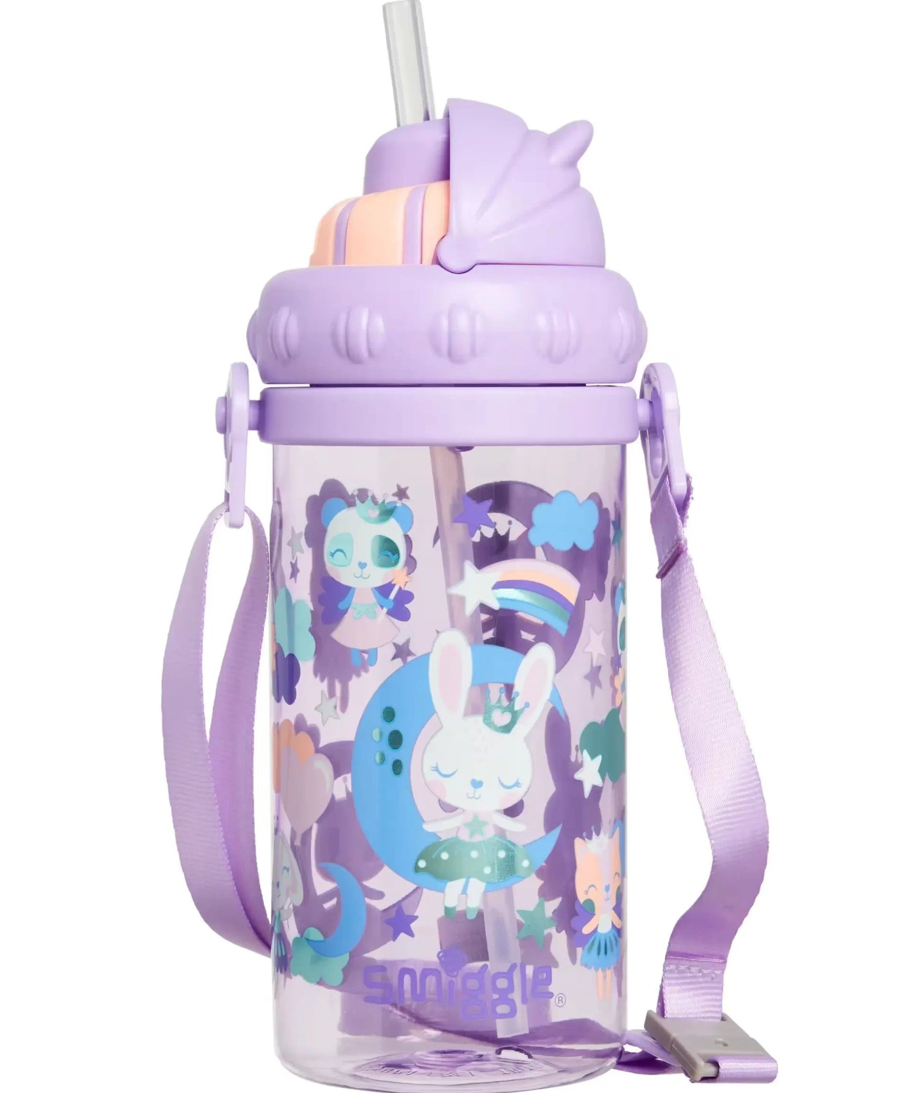 Smiggle - Round About Teeny Tiny Askılı Pipetli 400ML BPA İçermeyen Suluk-Dinossi