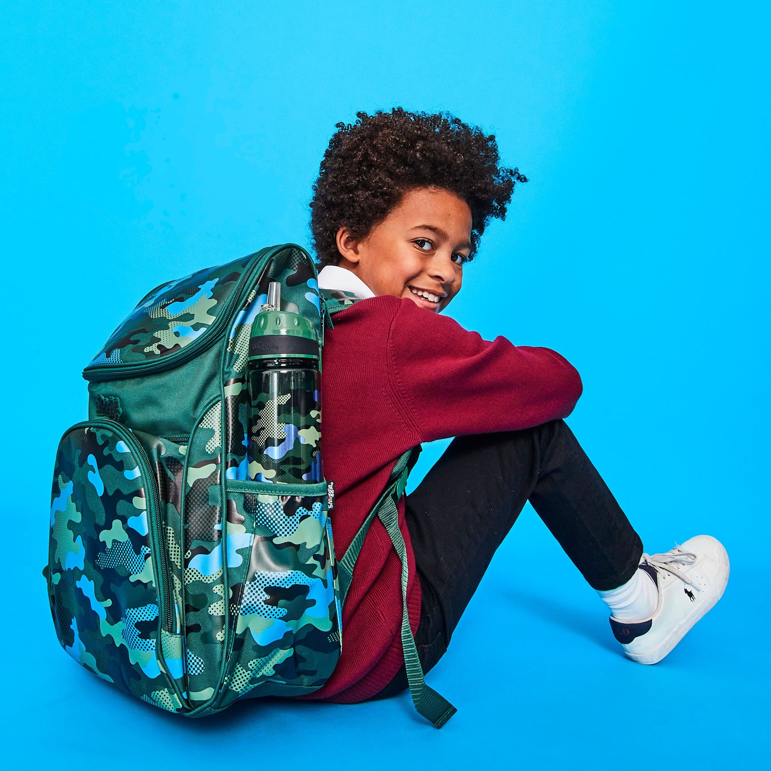 Smiggle - Hide Access Askeri Yeşil Sırt Çantası-Dinossi