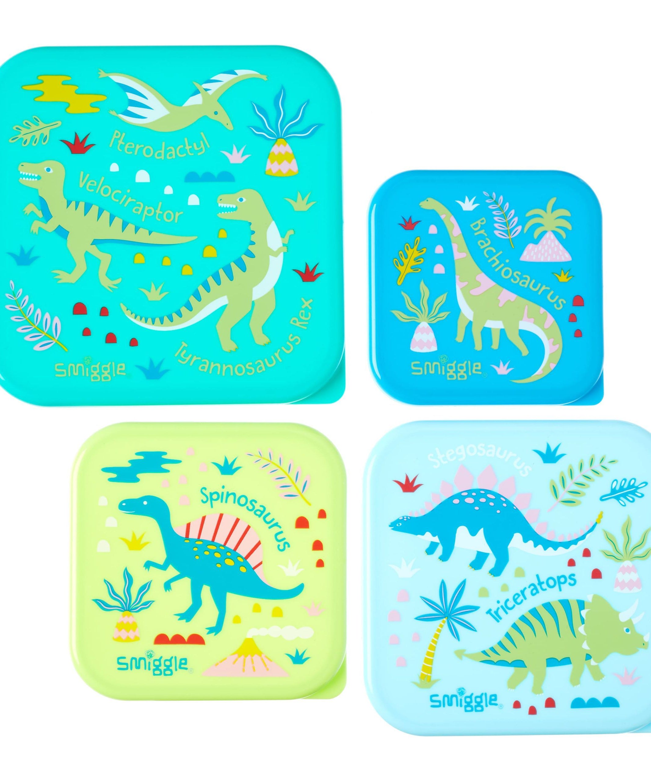 Smiggle - Cloud Nine Öğlen Yemeği Saklama Kapları 4'lü-Dinossi