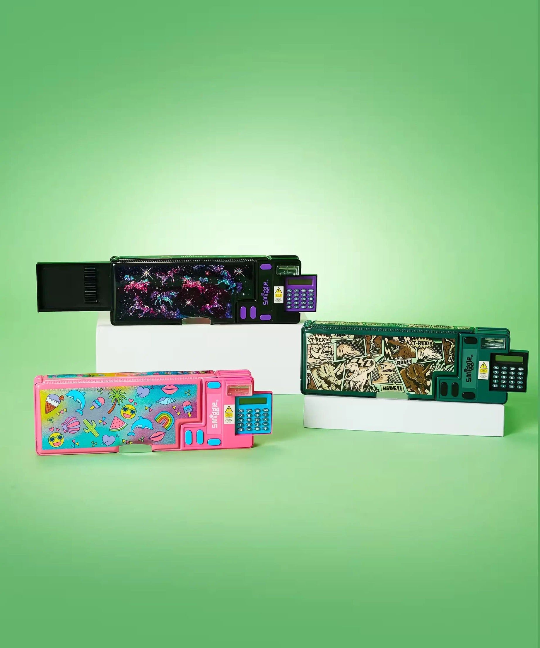 Smiggle - Wonder World Hesap Makineli Pop Out Otomatik Kalem Kutusu-Dinossi