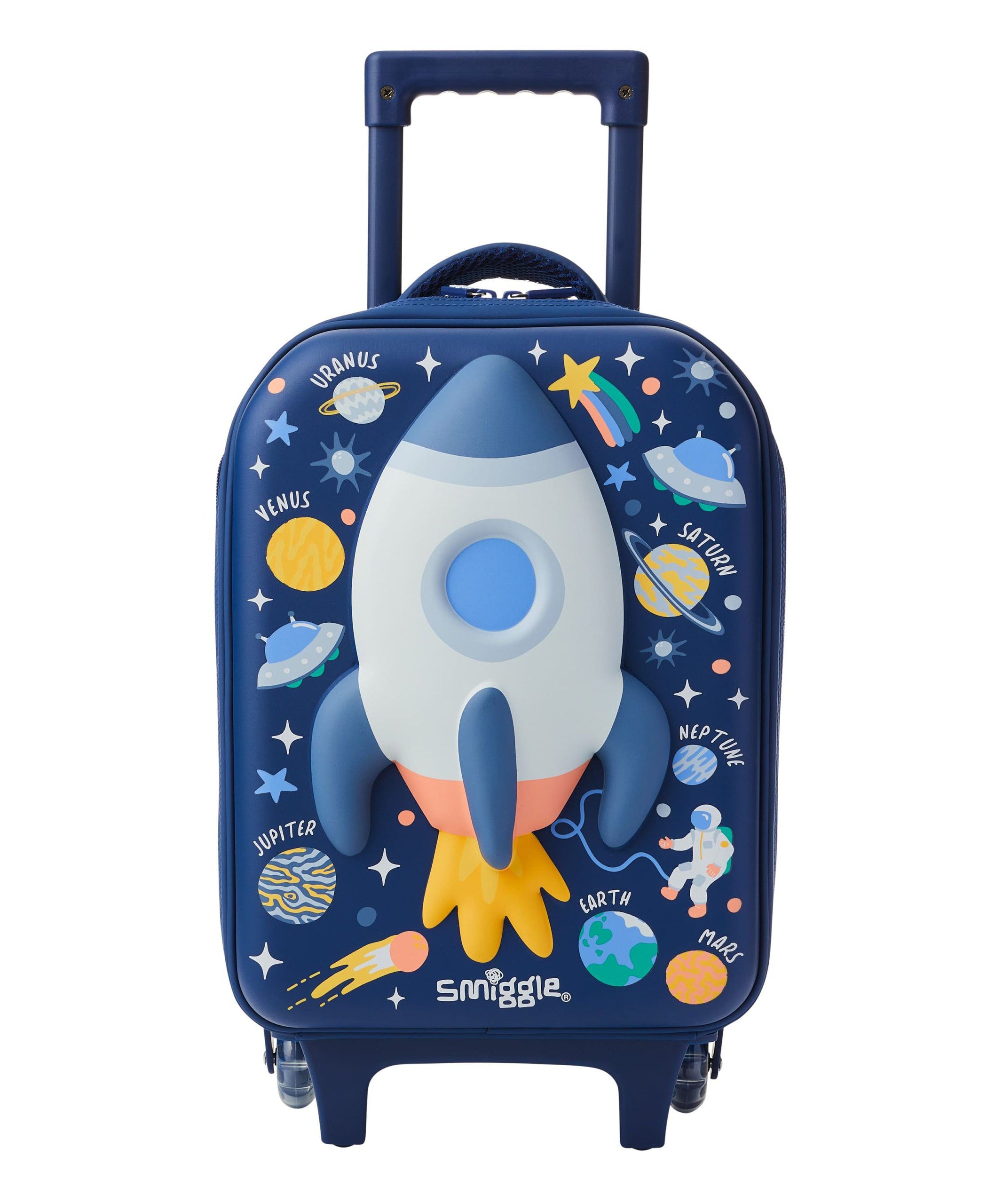 Smiggle - Sky Hi Junior Çekçekli Tekerlekleri Işıklı Çocuk Valizi-Dinossi