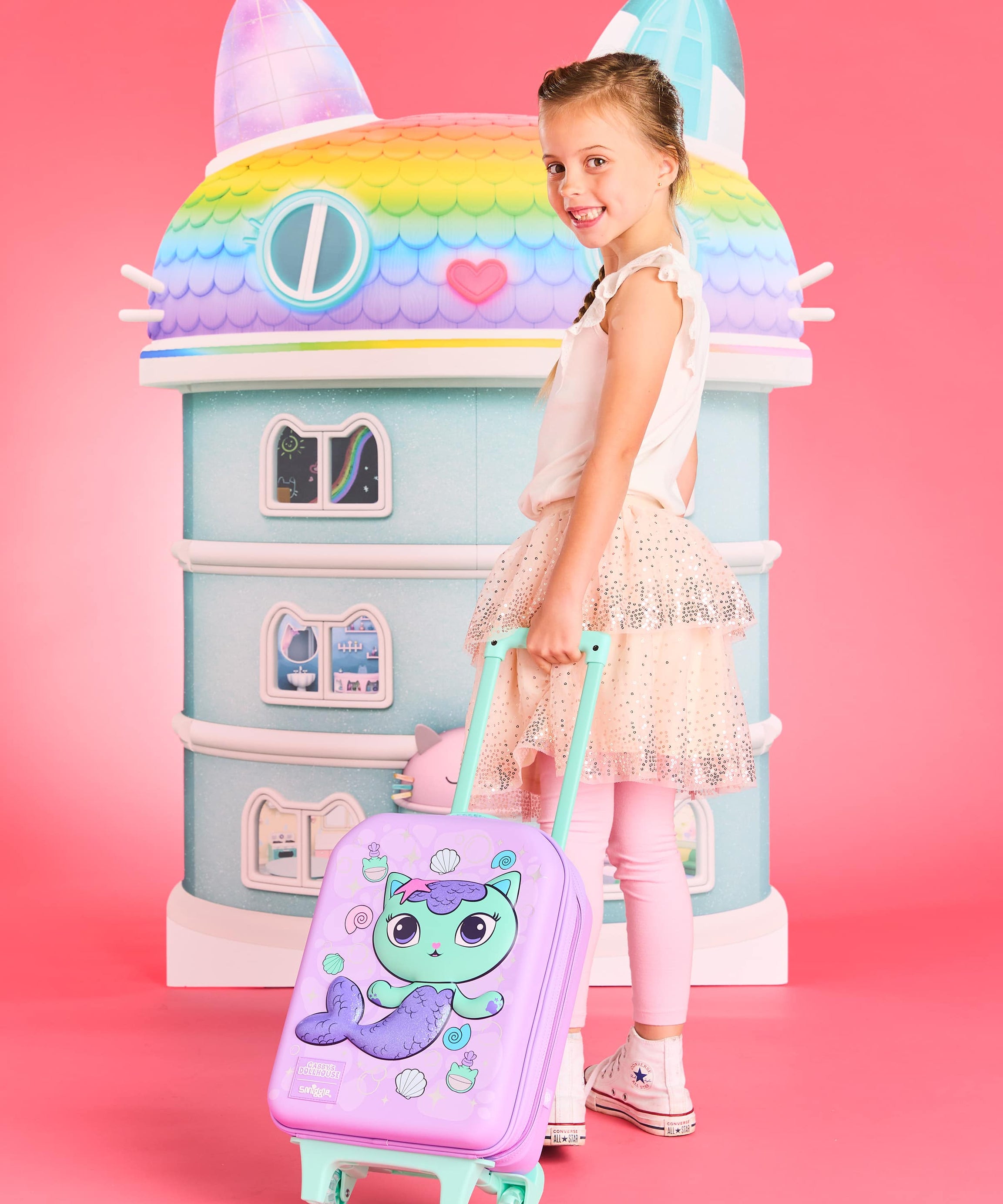 Smiggle - Gabbys Dollhouse Seyahat ve Okul Çekçekli Valiz Çantası-Dinossi
