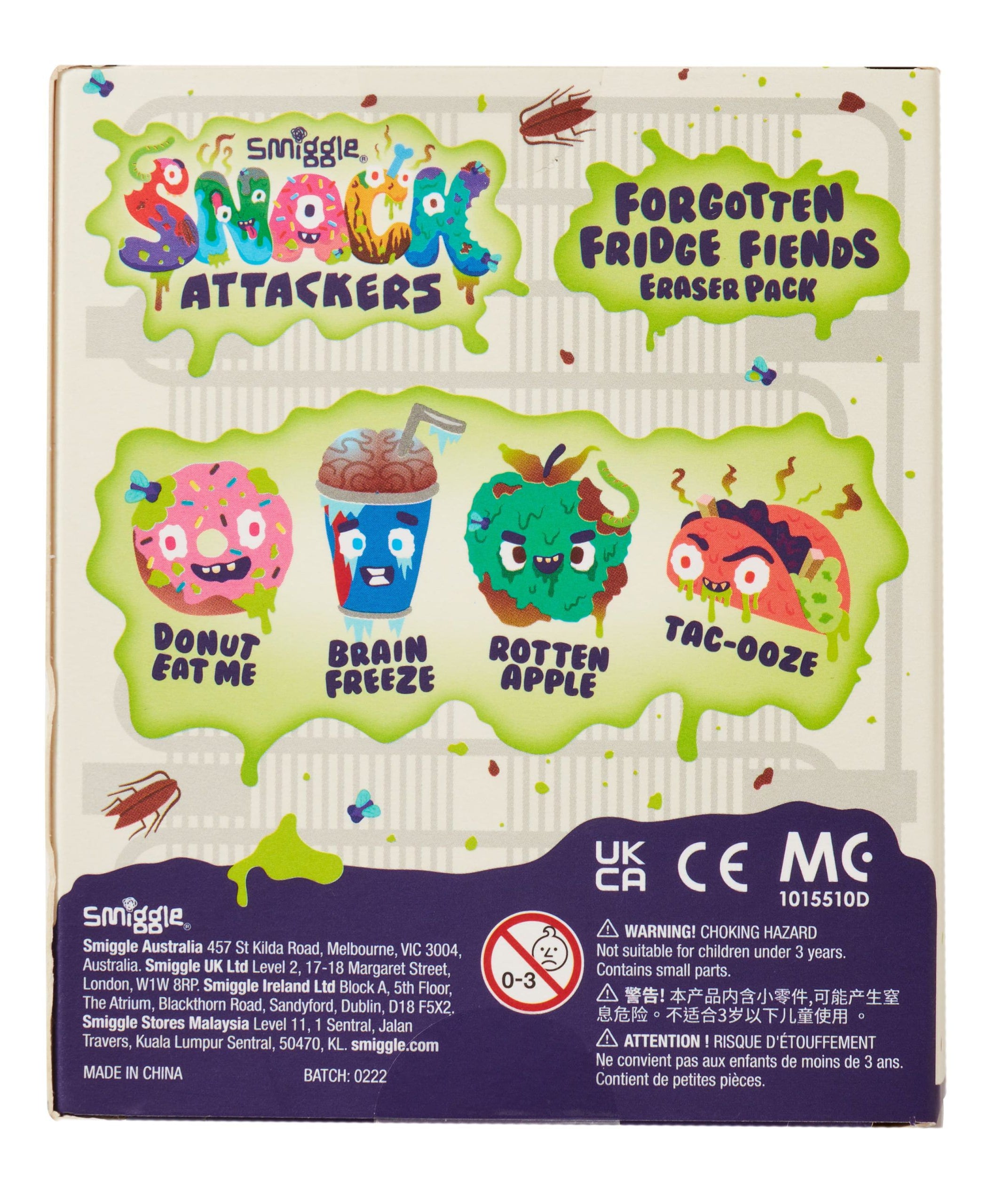 Smiggle - Snack Attackers 4lü Silgi Paketi-Dinossi