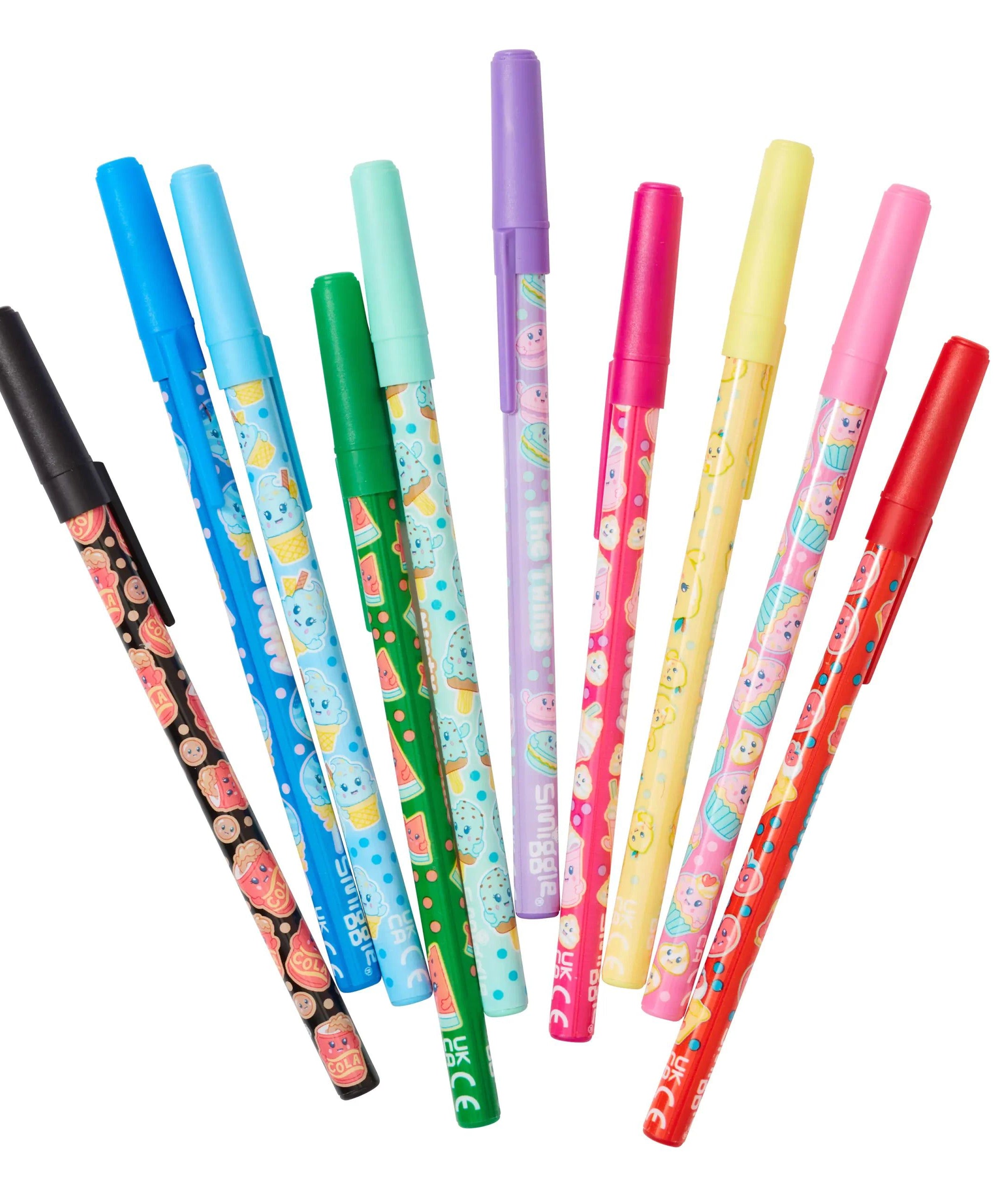 Smiggle - Snackies Kokulu 10'lu Tükenmez Boya Kalemleri-Dinossi