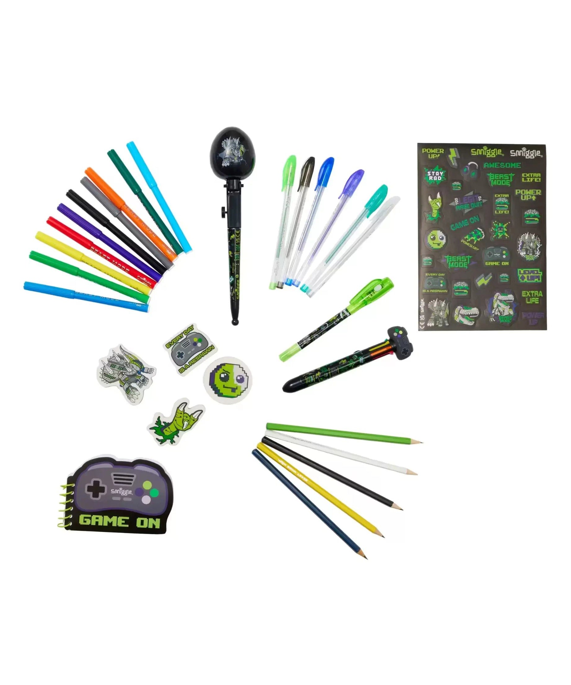 Smiggle - Defter, Silgi, Kalem ve Boyama Kırtasiye Seti-Dinossi