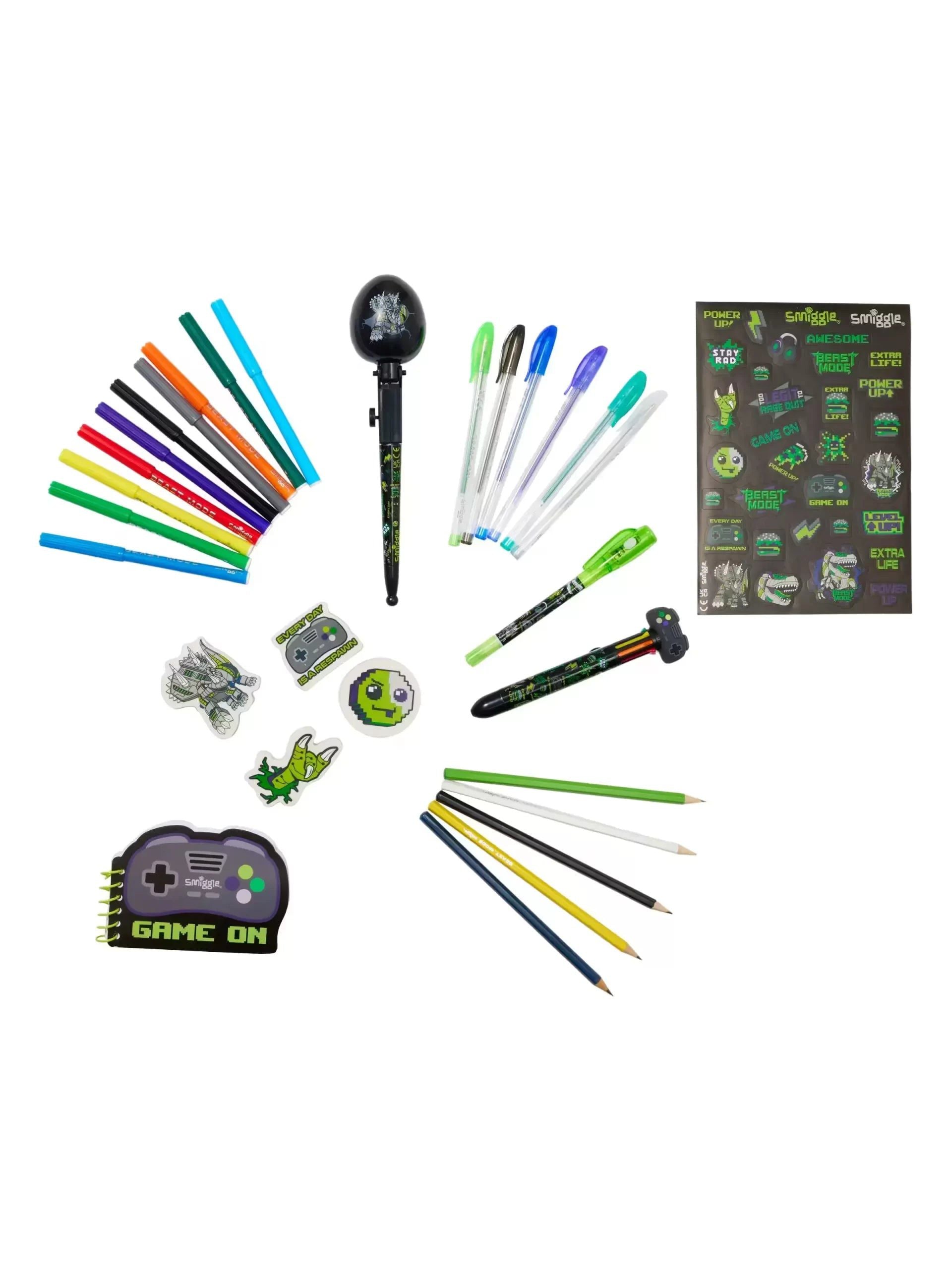 Smiggle - Defter, Silgi, Kalem ve Boyama Kırtasiye Seti-Dinossi