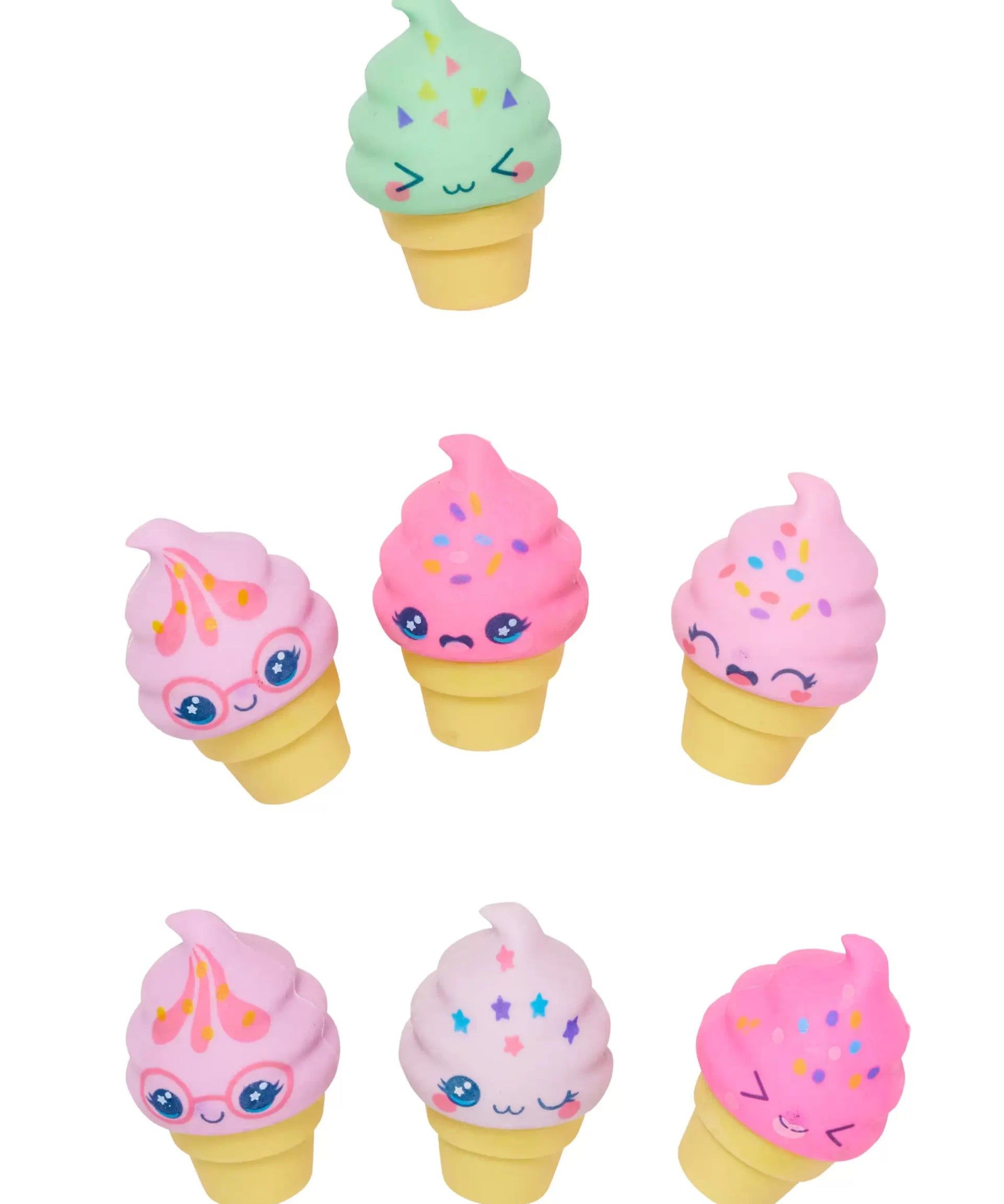 Smiggle - Ice Cream 7'li Sürpriz Kokulu Silgi Paketi-Dinossi