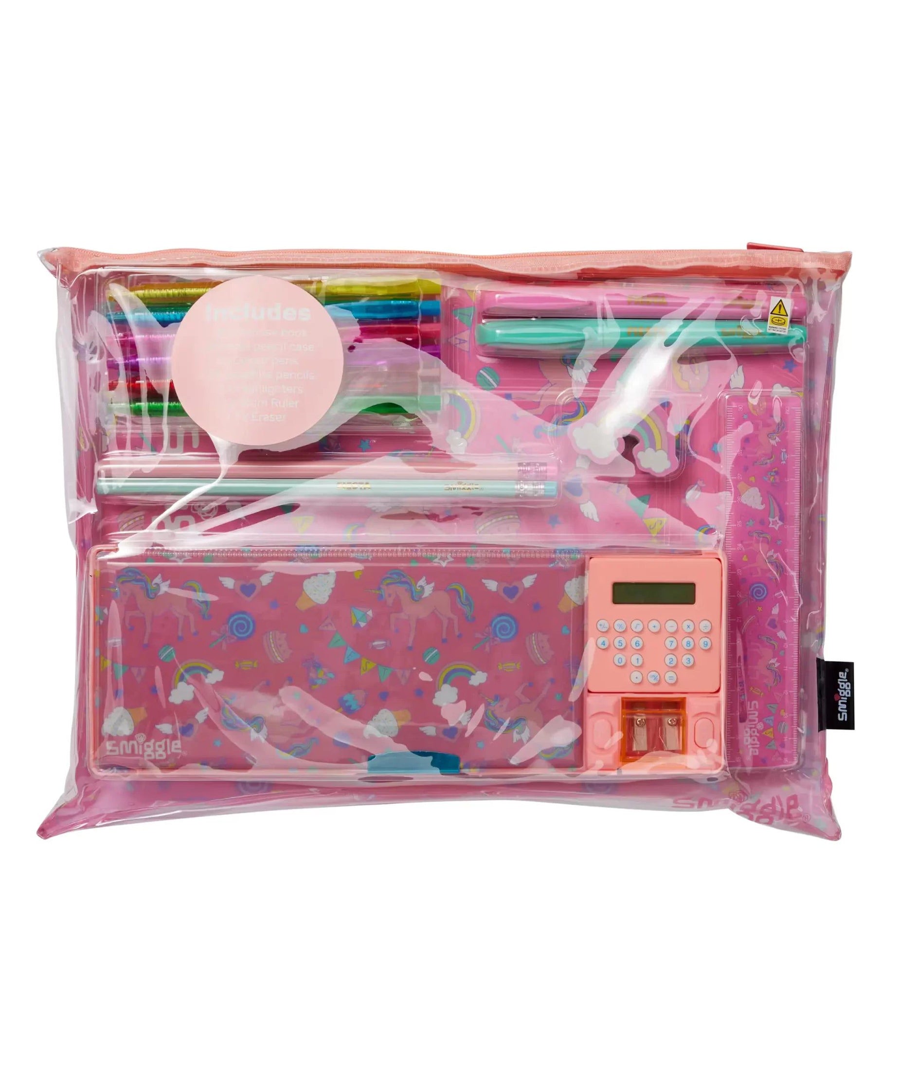 Smiggle - Pop Out Güzel Zamanlar Hesap Makineli Otomatik Kalem Kutusu ve Kırtasiye Seti-Dinossi