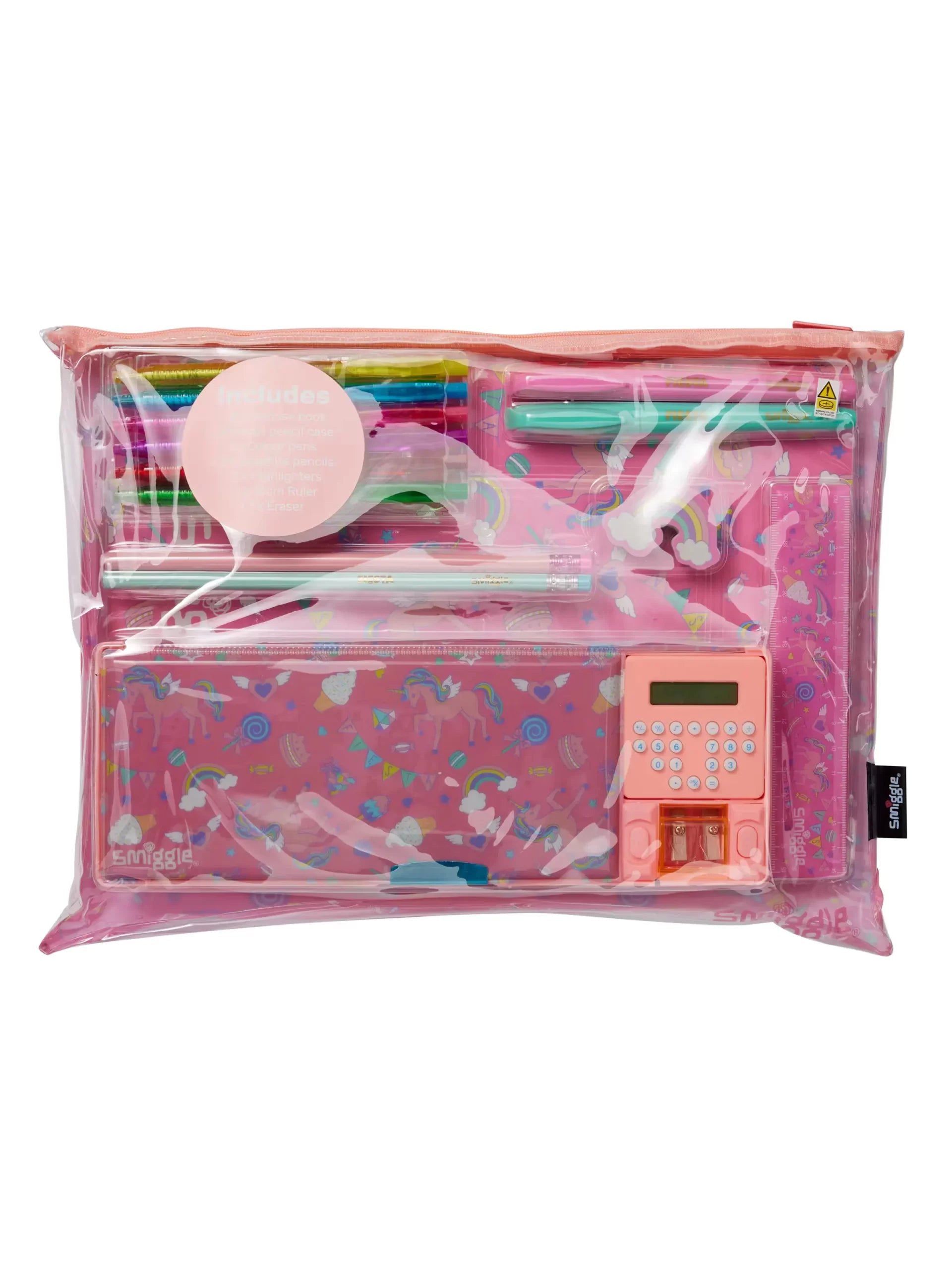 Smiggle - Pop Out Güzel Zamanlar Hesap Makineli Otomatik Kalem Kutusu ve Kırtasiye Seti-Dinossi