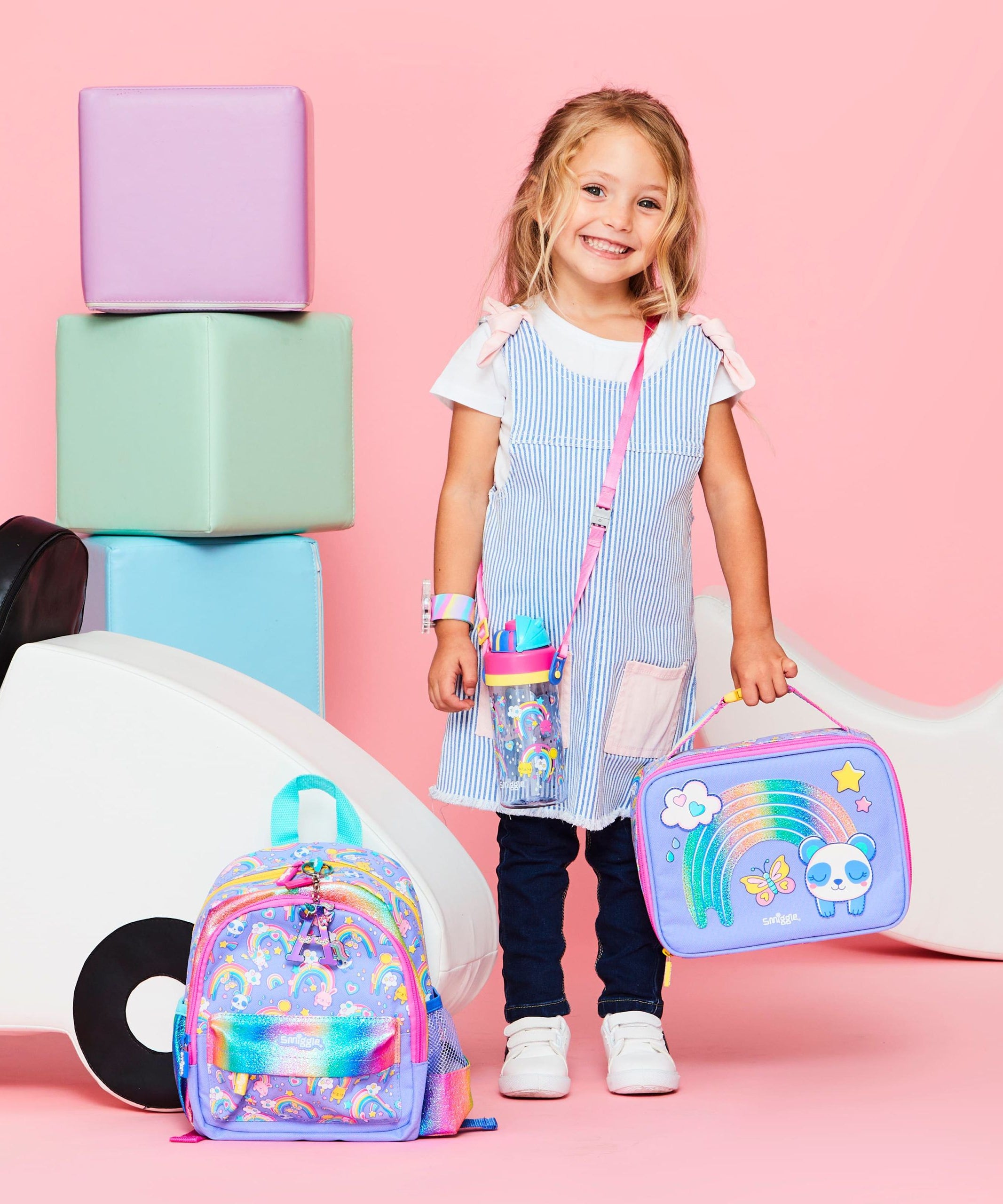 Smiggle - La La Teeny Tiny Kreş Okul Çanta Seti-Dinossi
