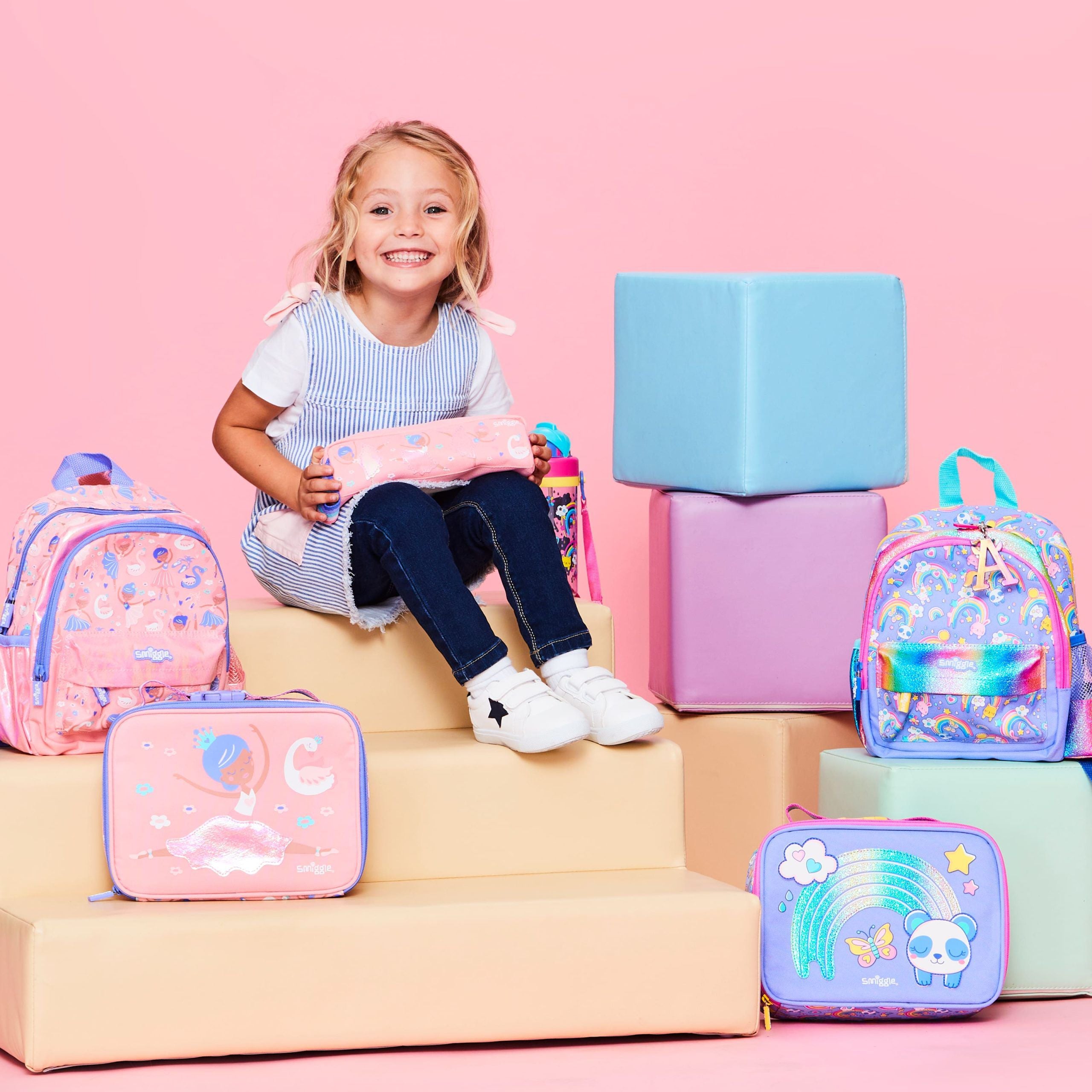 Smiggle - La La Teeny Tiny Kreş Okul Çanta Seti-Dinossi
