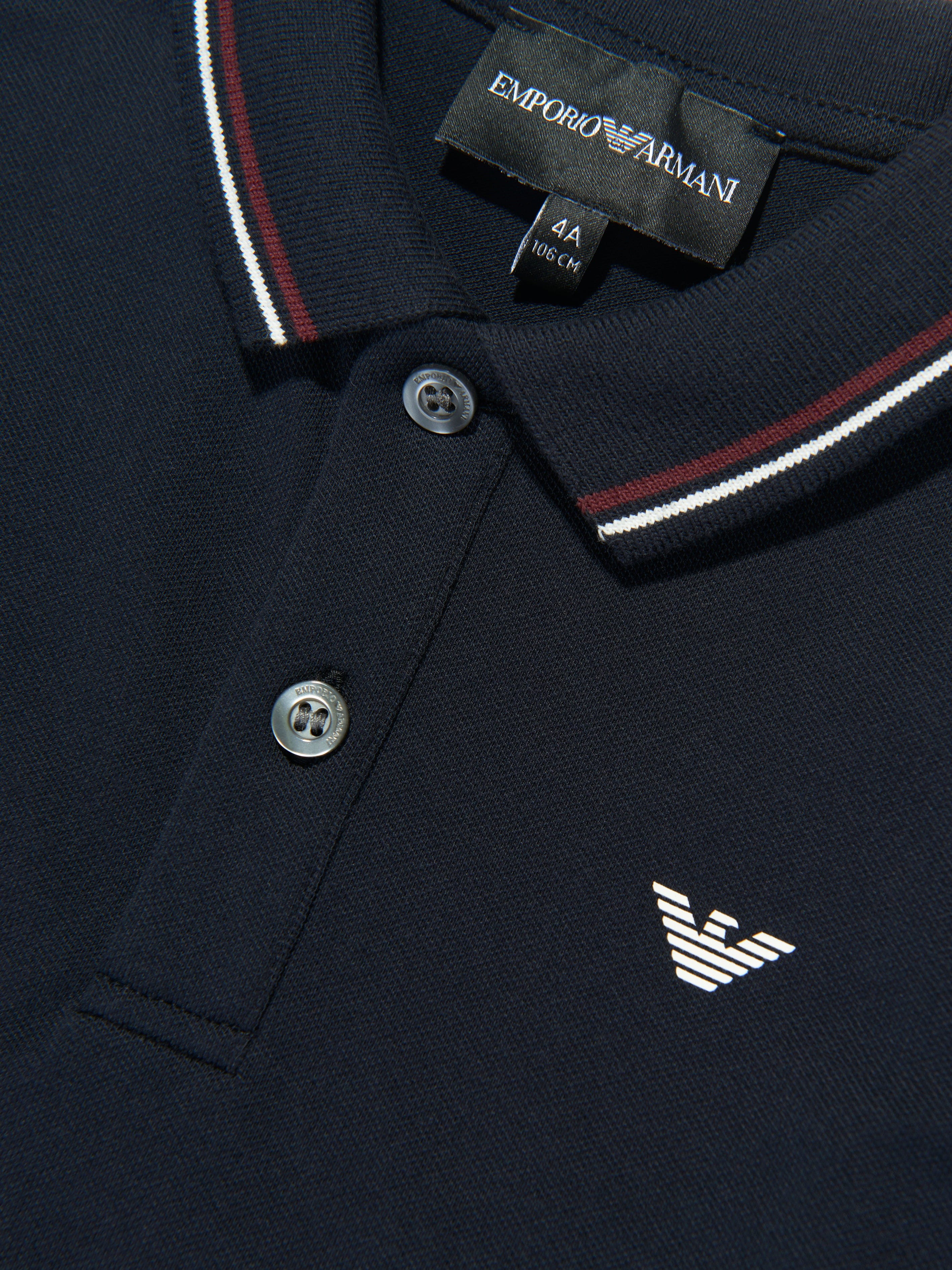 Emporio Armani Boys Logo Polo Shirt in Navy