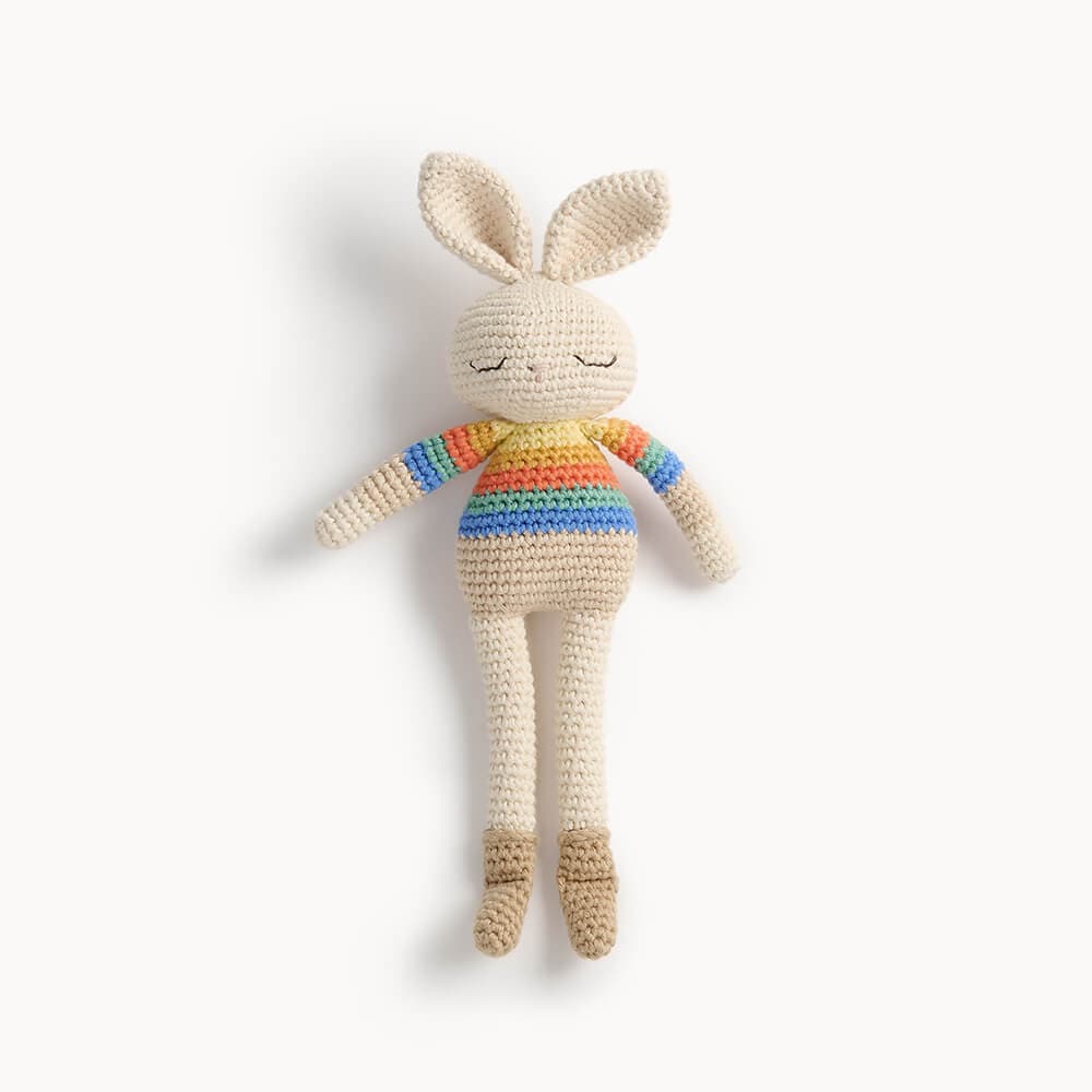 Bonnie Bunny Crochet Toy - Rainbow stripe