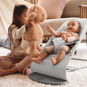 BabyBjörn Bouncer Bliss Woven Mélange - Light Grey-Baby Bouncers-No Bouncer Toy- | Natural Baby Shower